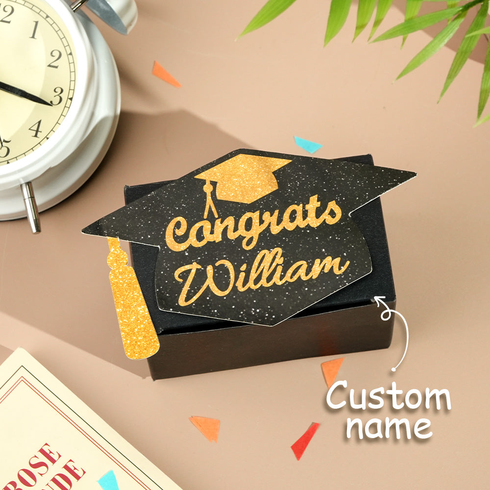 Personalized graduation cap money gift box with custom name