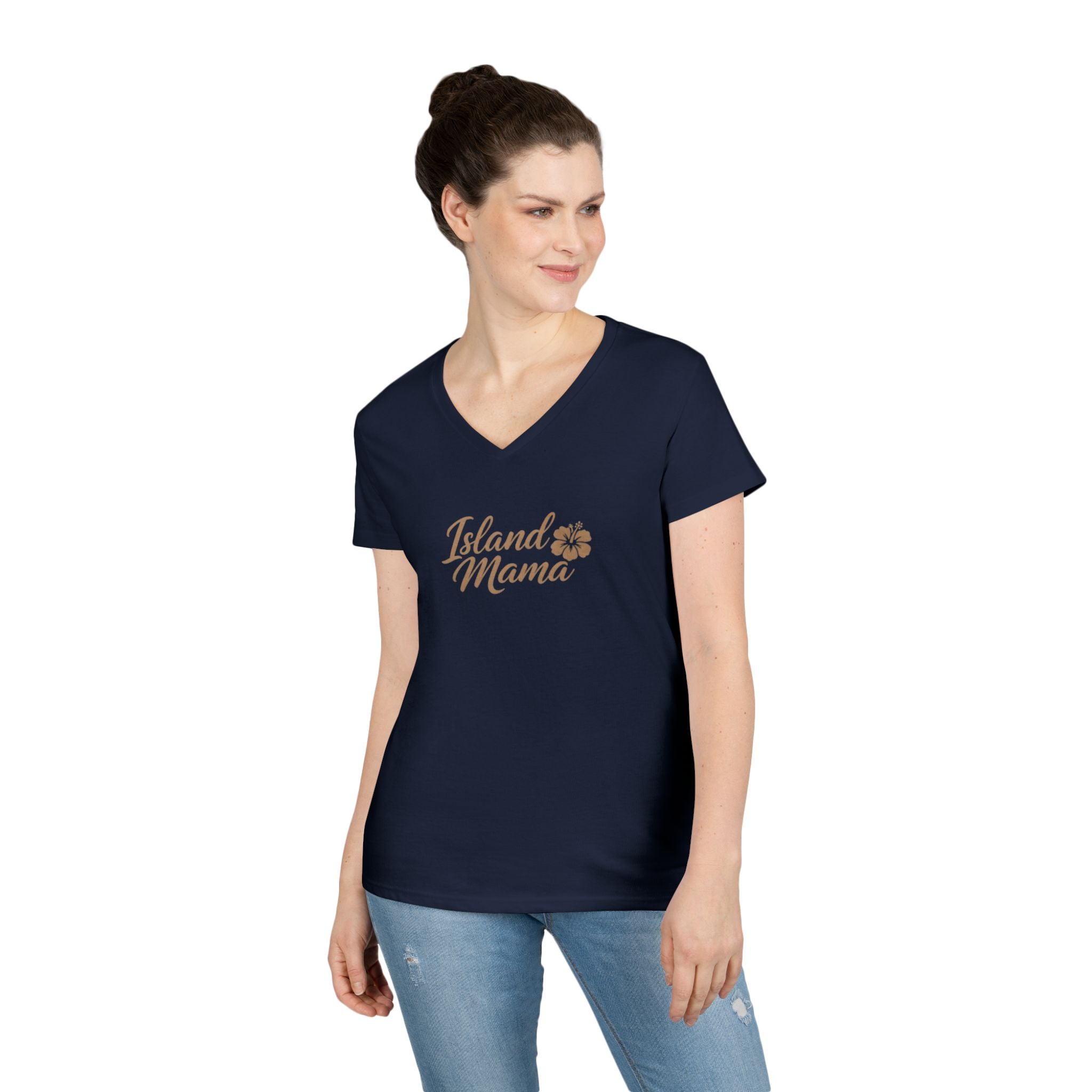 Personalized Island Mama V-Neck T-Shirt