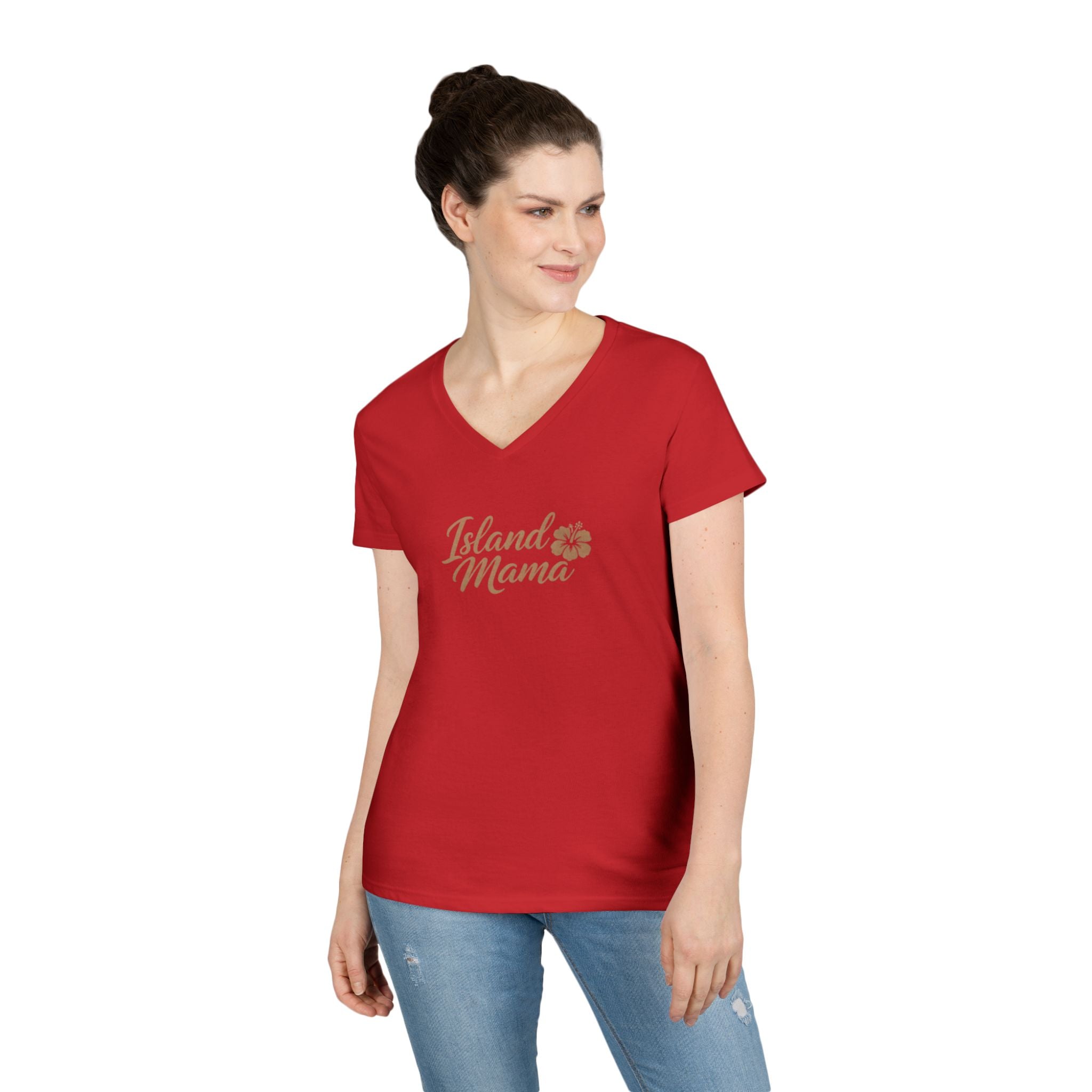 Personalized Island Mama V-Neck T-Shirt