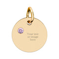 Engravable Birthstone Circle Charm — Personalized Necklace Pendant
