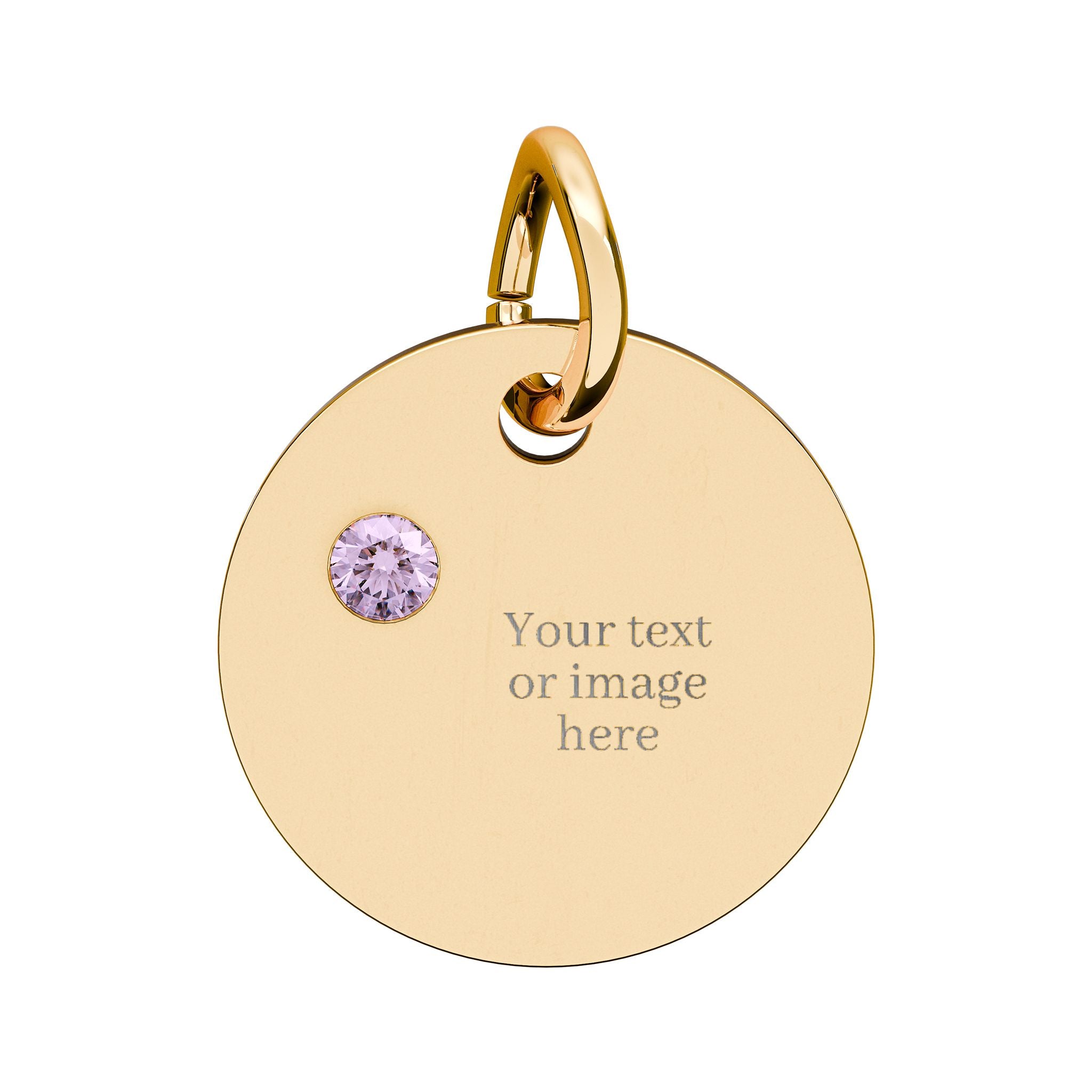 Engravable Birthstone Circle Charm — Personalized Necklace Pendant