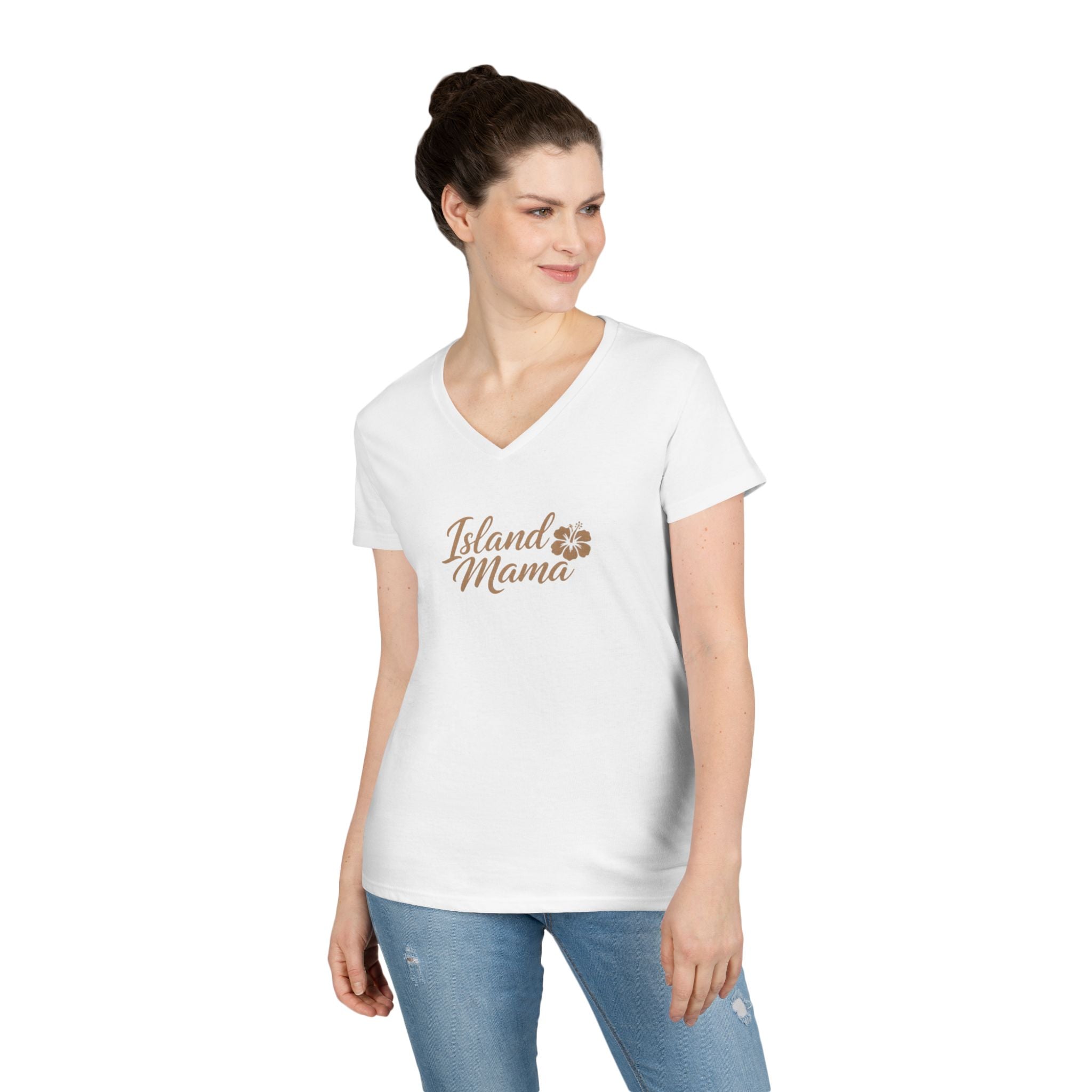 Personalized Island Mama V-Neck T-Shirt