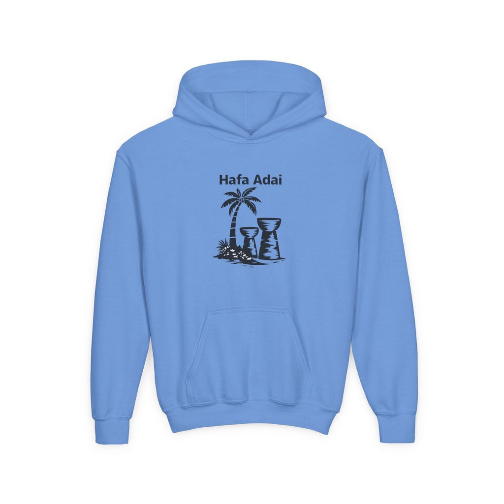 Personalized Hafa Adai Youth Hoodie — Guam Island Palm & Tiki Drum Sweatshirt
