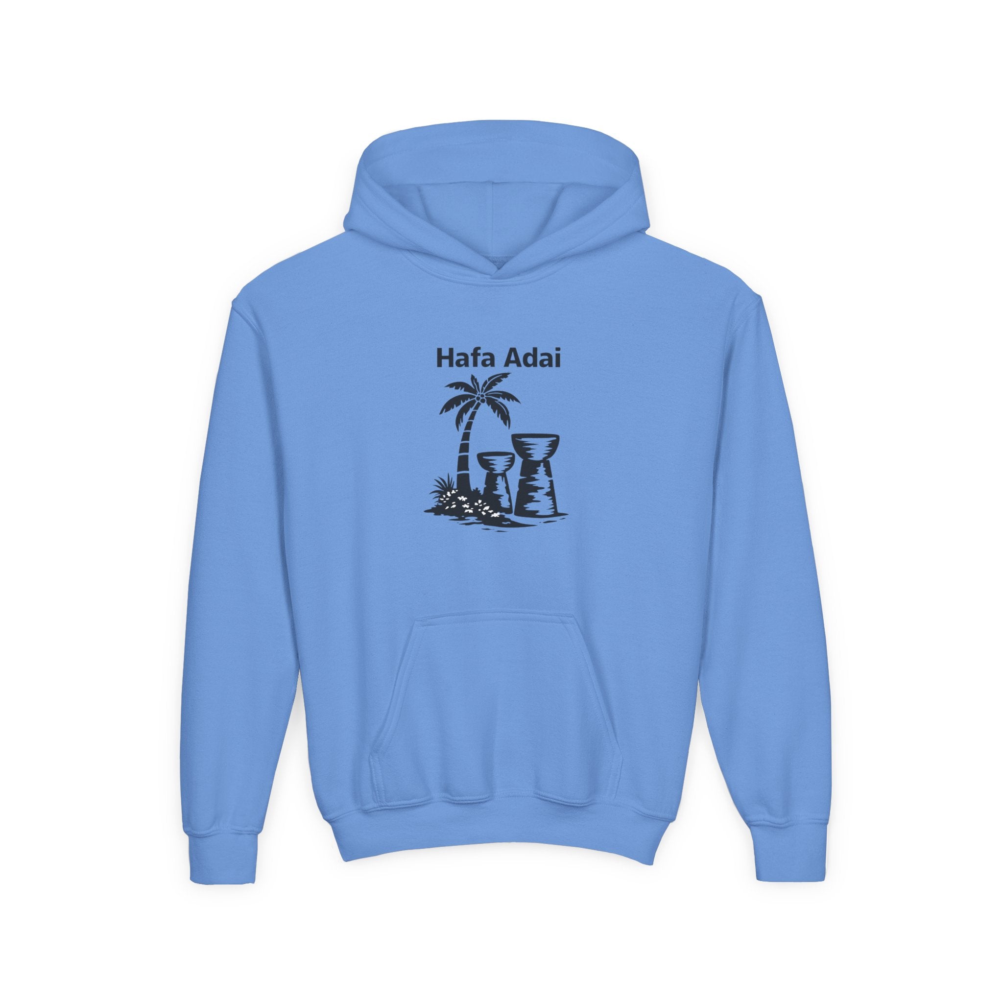 Personalized Hafa Adai Youth Hoodie — Guam Island Palm & Tiki Drum Sweatshirt
