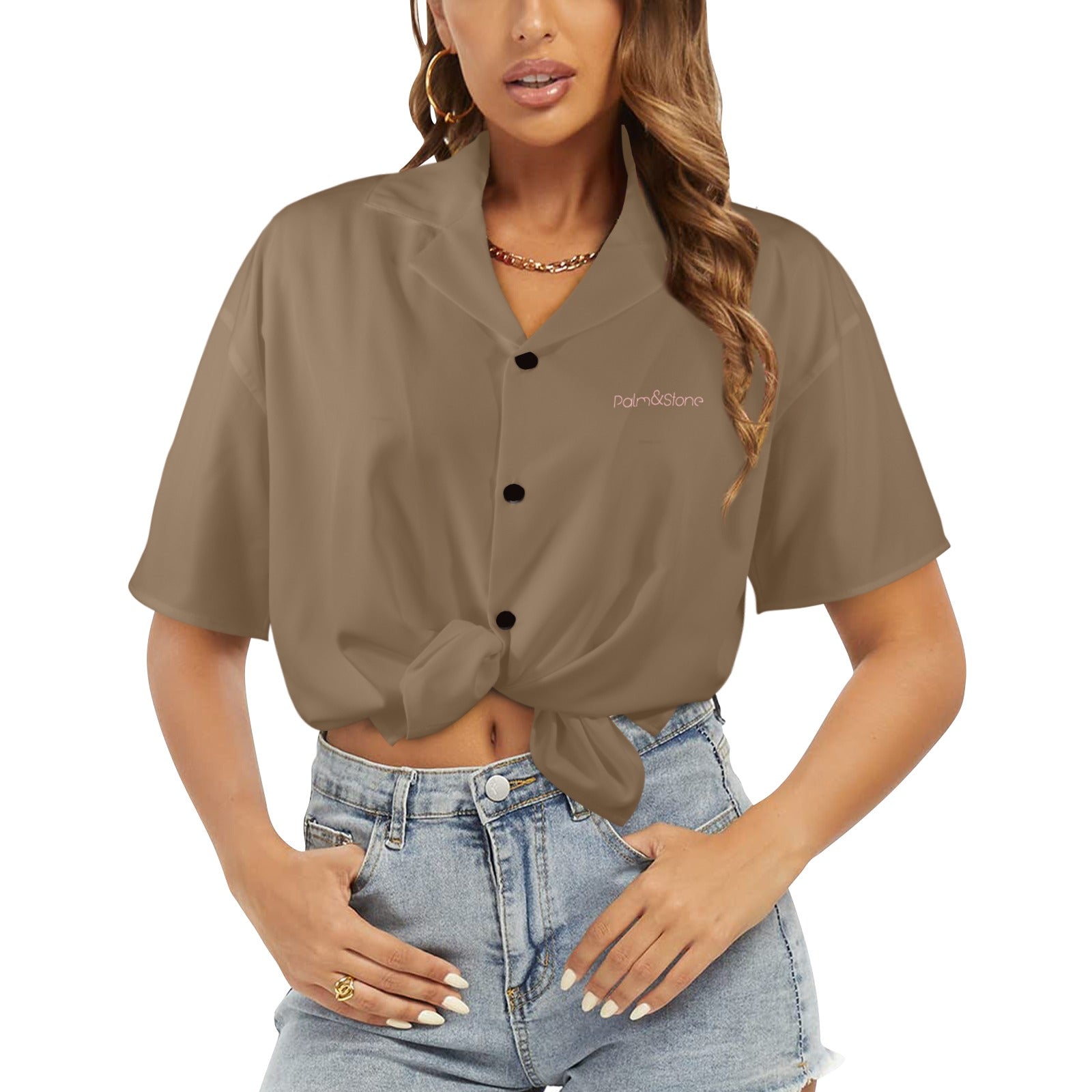 Women's Palm & Stone Print Shirt  (5 colors / S-5XL)