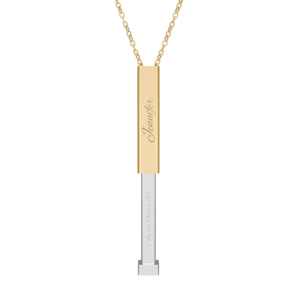 Hidden Message Sliding Bar Necklace | Engraved Secret Pendant (Gold & Silver)