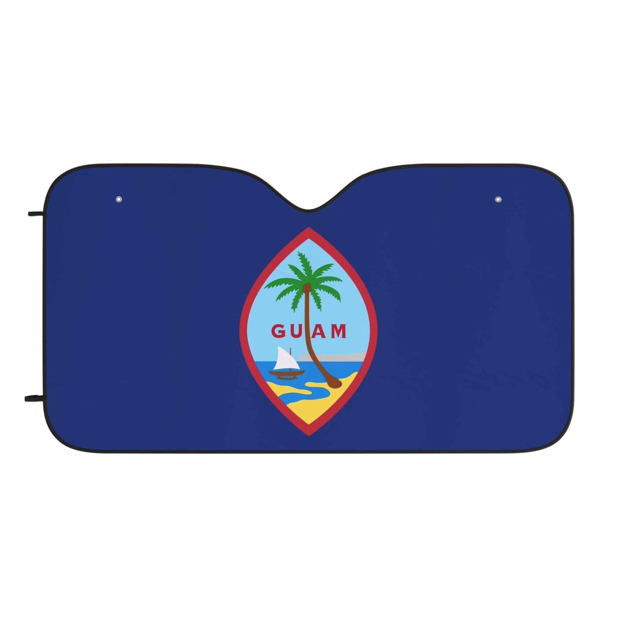 Guam Flag Car Sun Shade | Tropical Palm Windshield Protector