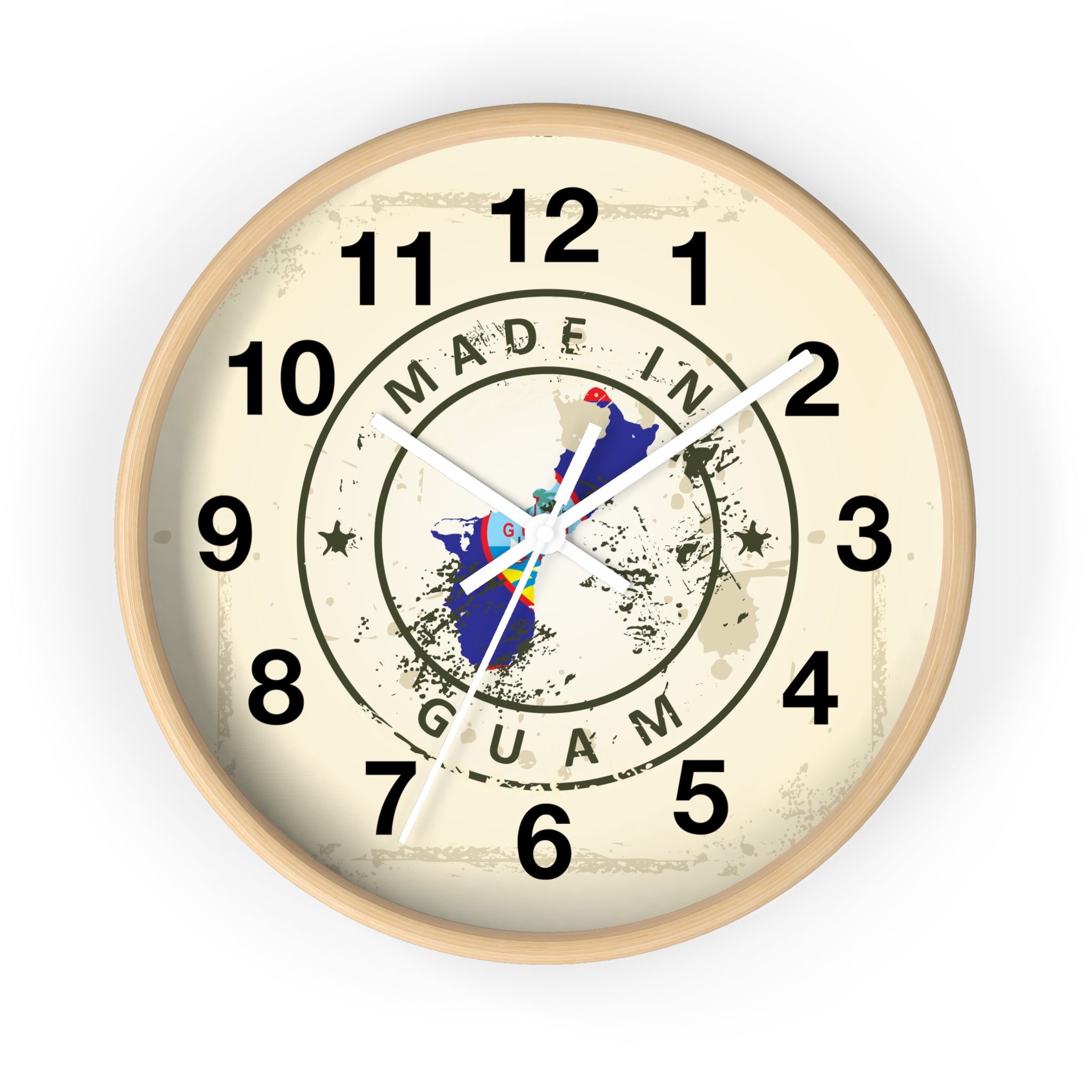 Made in Guam Wall Clock — Vintage Island Map Design
