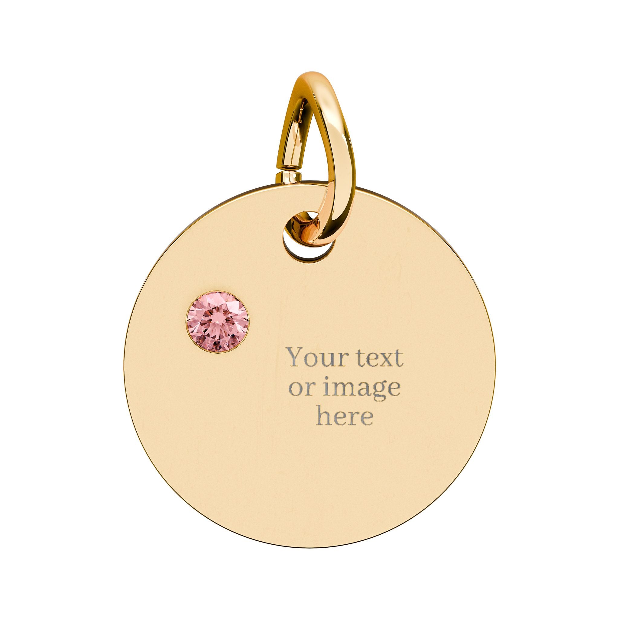 Engravable Birthstone Circle Charm — Personalized Necklace Pendant