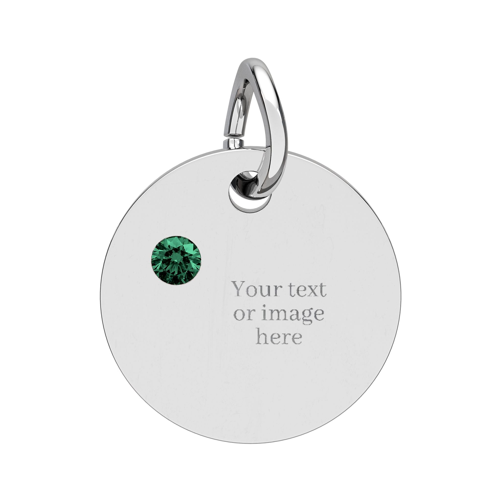 Engravable Birthstone Circle Charm — Personalized Necklace Pendant