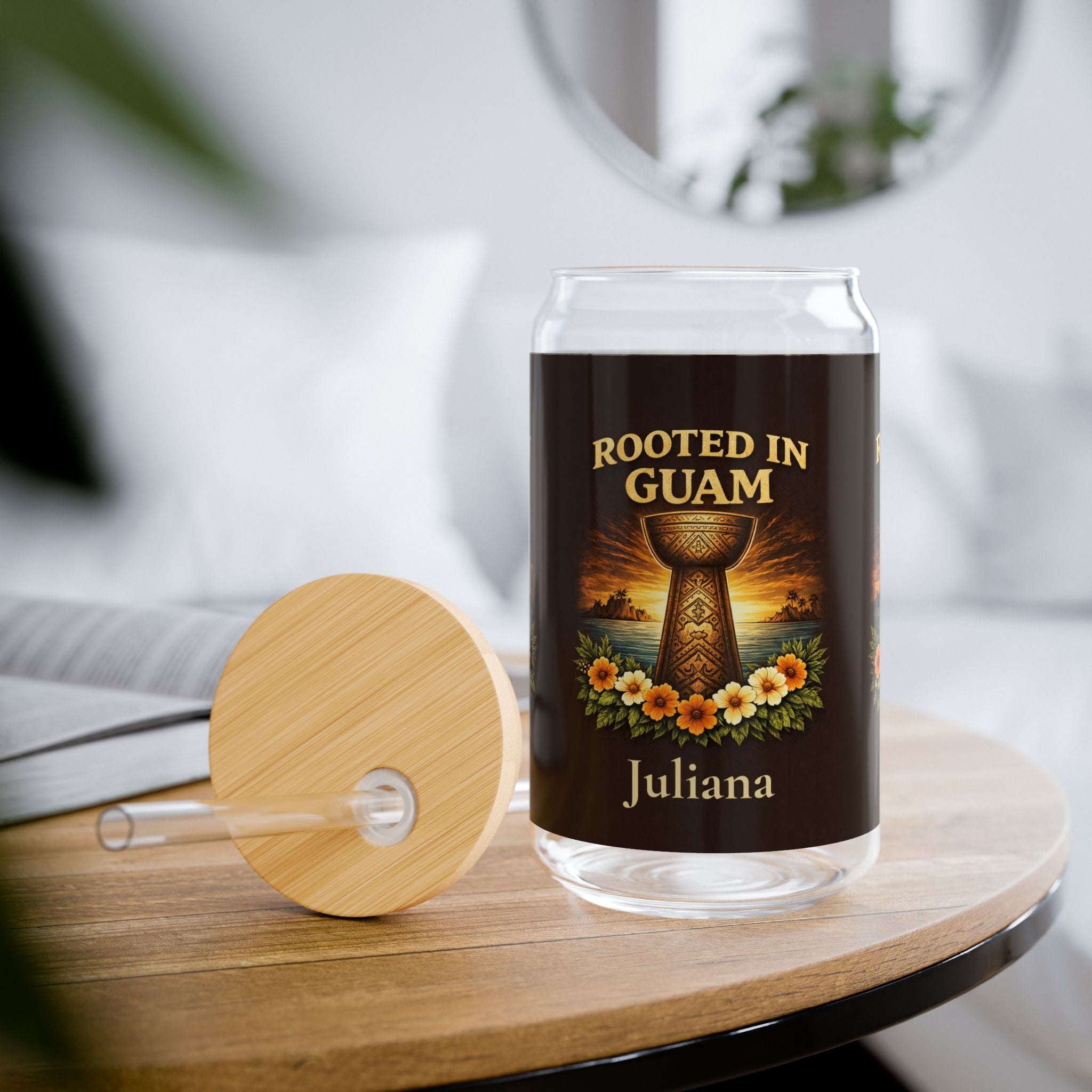 Rooted in Guam Sipper Glass — 16oz Personalized Island Tumbler