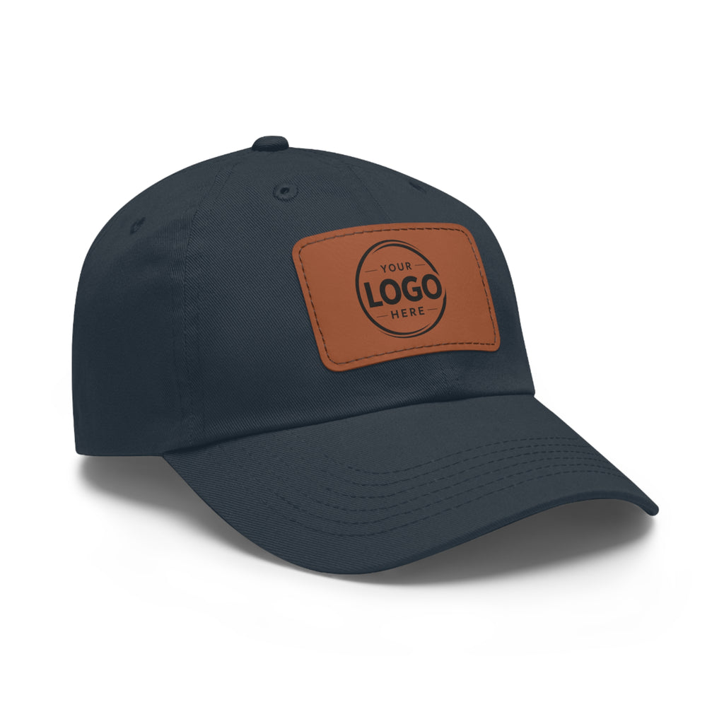 Leather Patch Dad Hat — Custom Logo Rectangular Patch Cap
