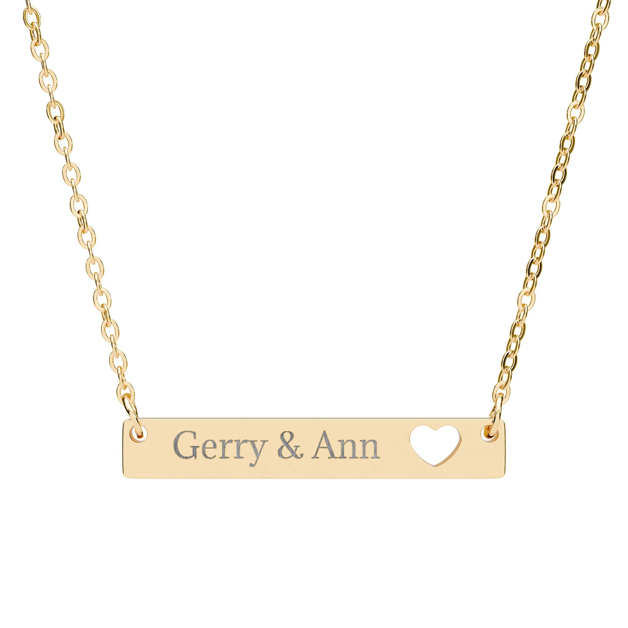 Personalized Cutout Heart Bar Necklace | Engraved Name Bar Pendant