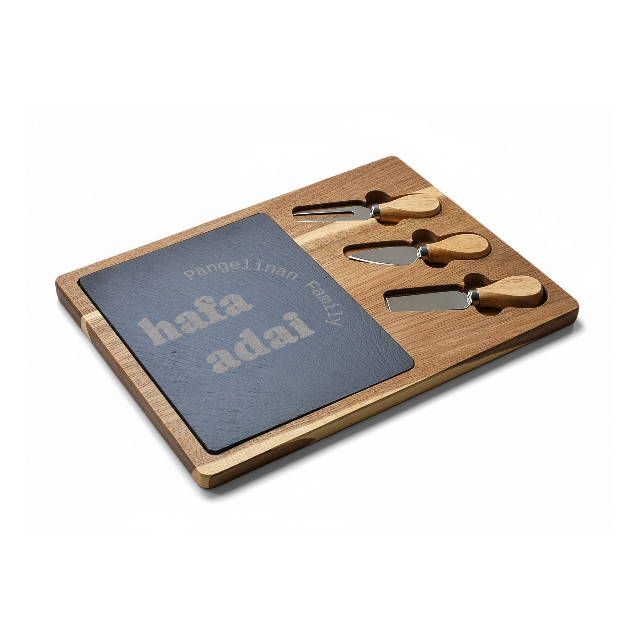 Personalized Engraved Charcuterie Board with Slate Insert