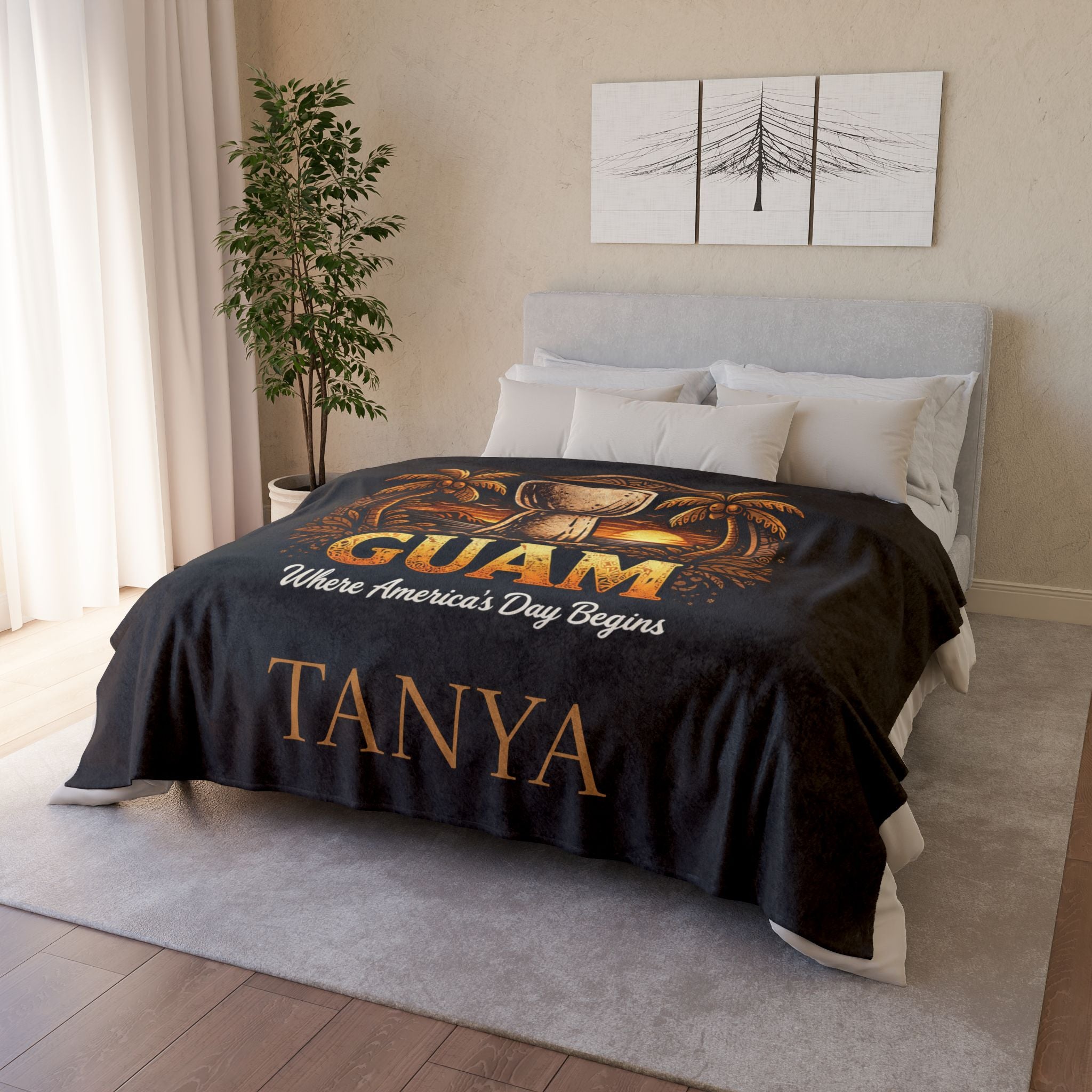 Personalized Guam Plush Blanket | Soft Polyester