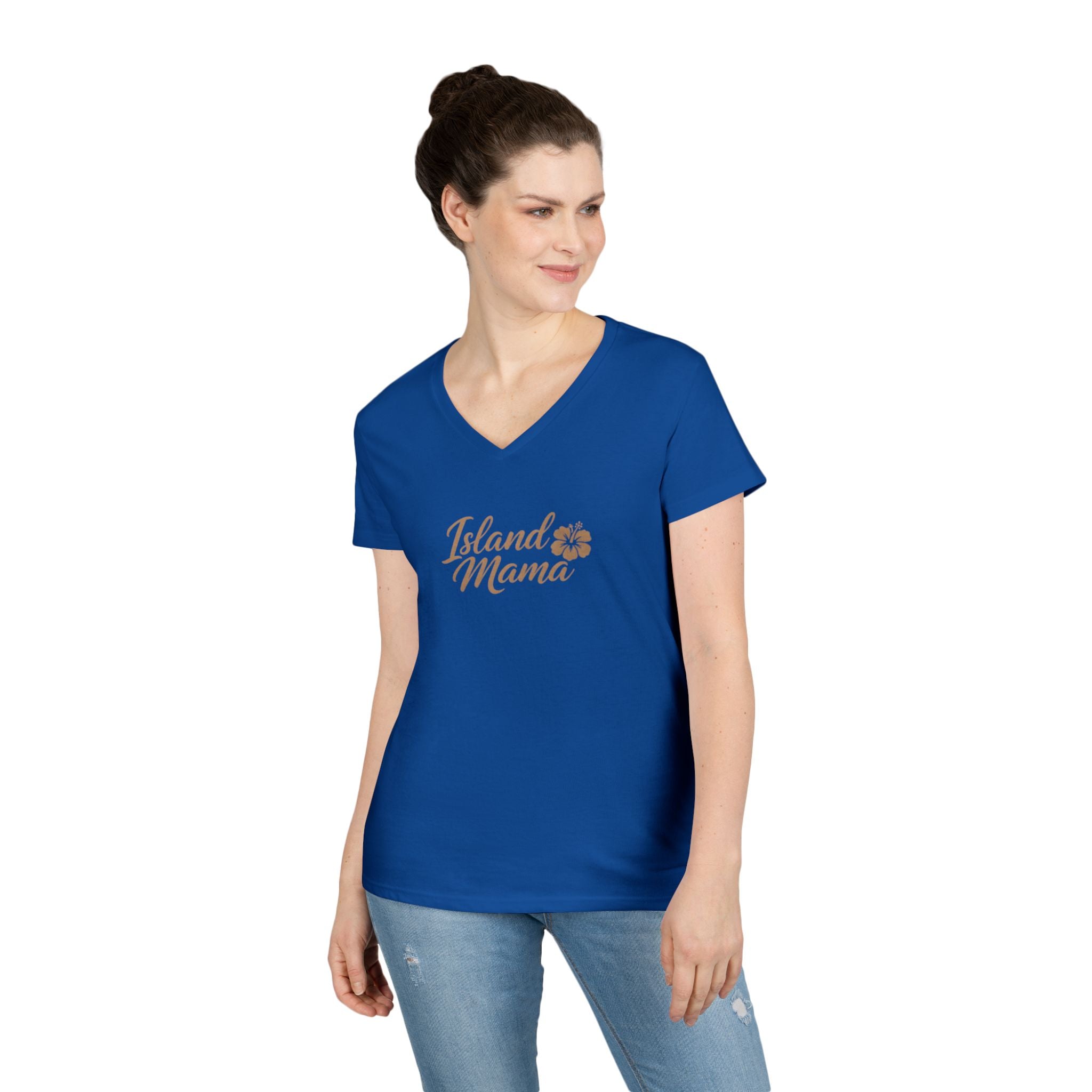 Personalized Island Mama V-Neck T-Shirt