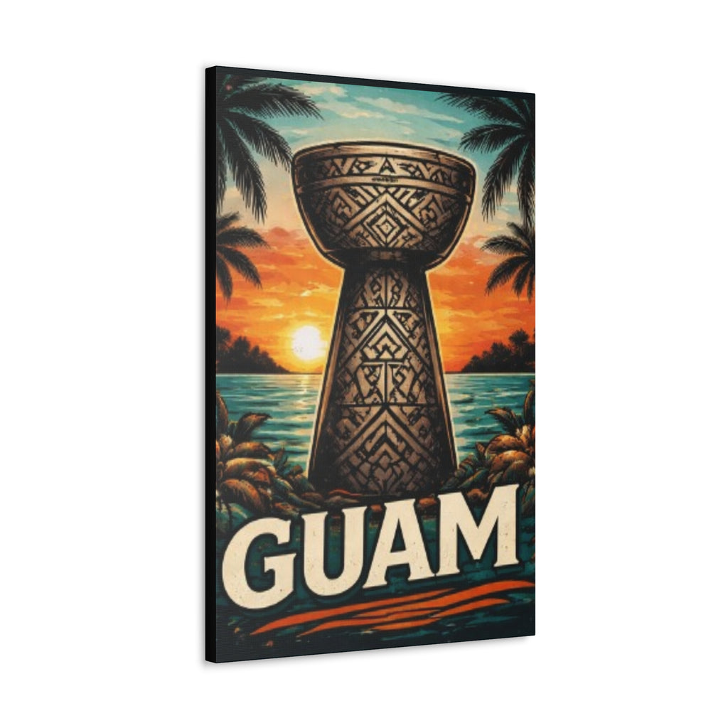 Guam Sunset Canvas Wall Art — Vintage Talofofo Pillar Beach Print