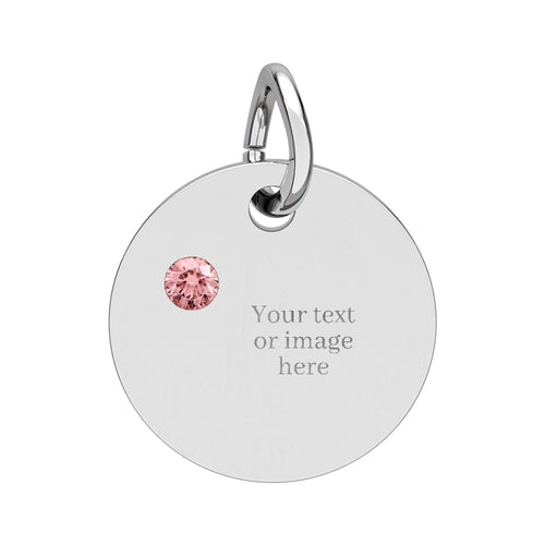 Engravable Birthstone Circle Charm — Personalized Necklace Pendant