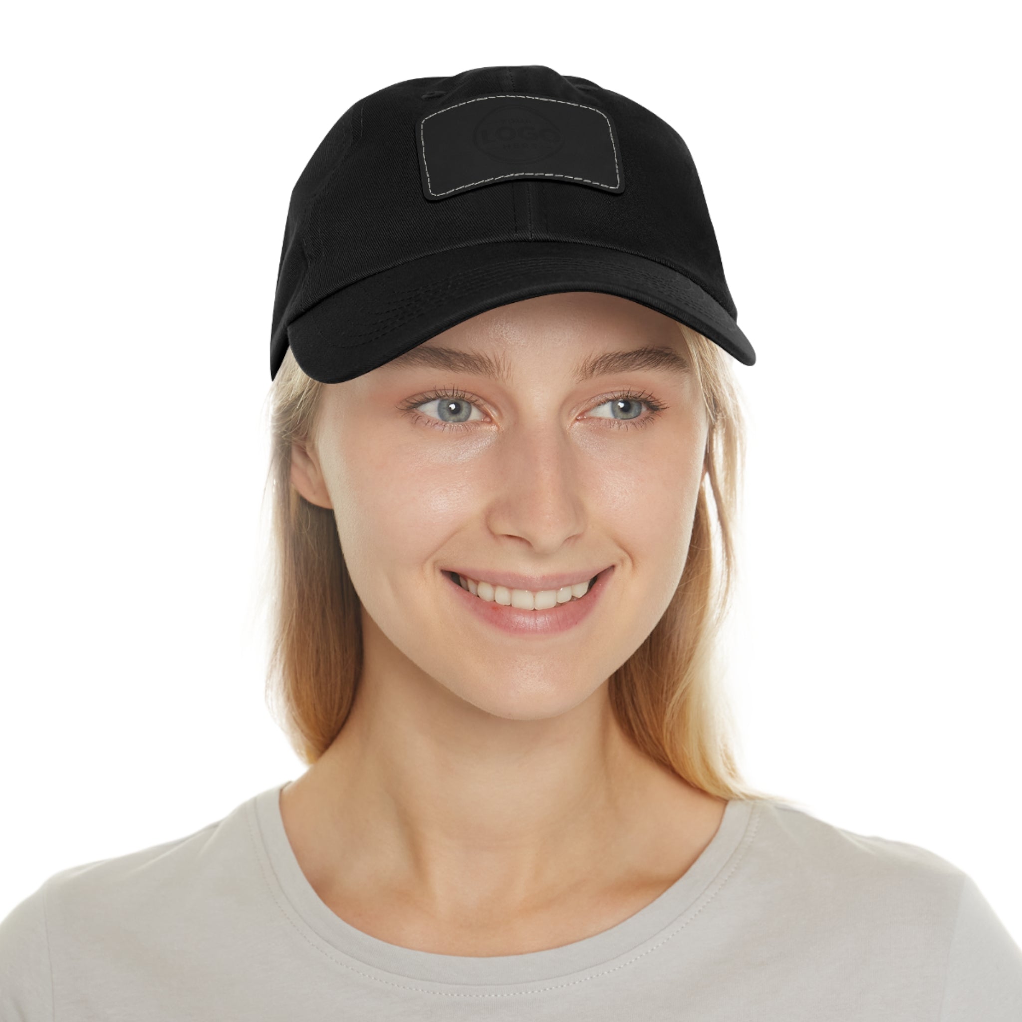 Leather Patch Dad Hat — Custom Logo Rectangular Patch Cap