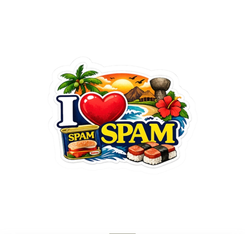Guam Heart Stickers | Red Rice, Lumpia, Spam, Empanadas, BBQ, Mainland Island Timing Options