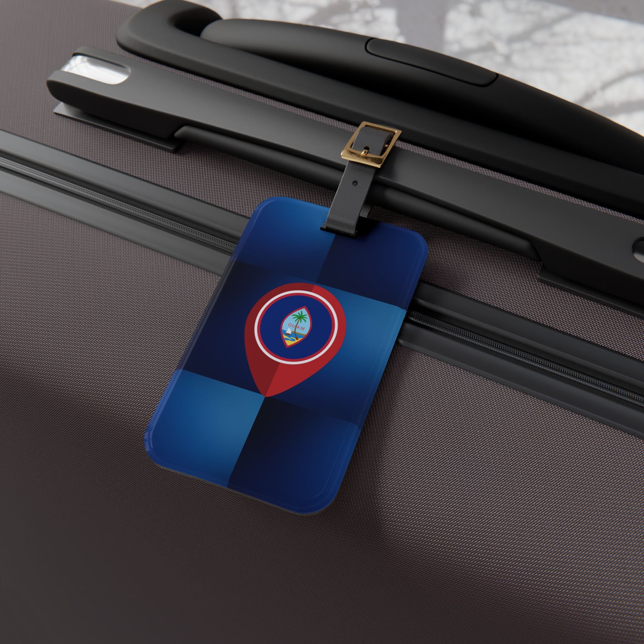Guam Map Pin Luggage Tag | Navy Travel ID Tag