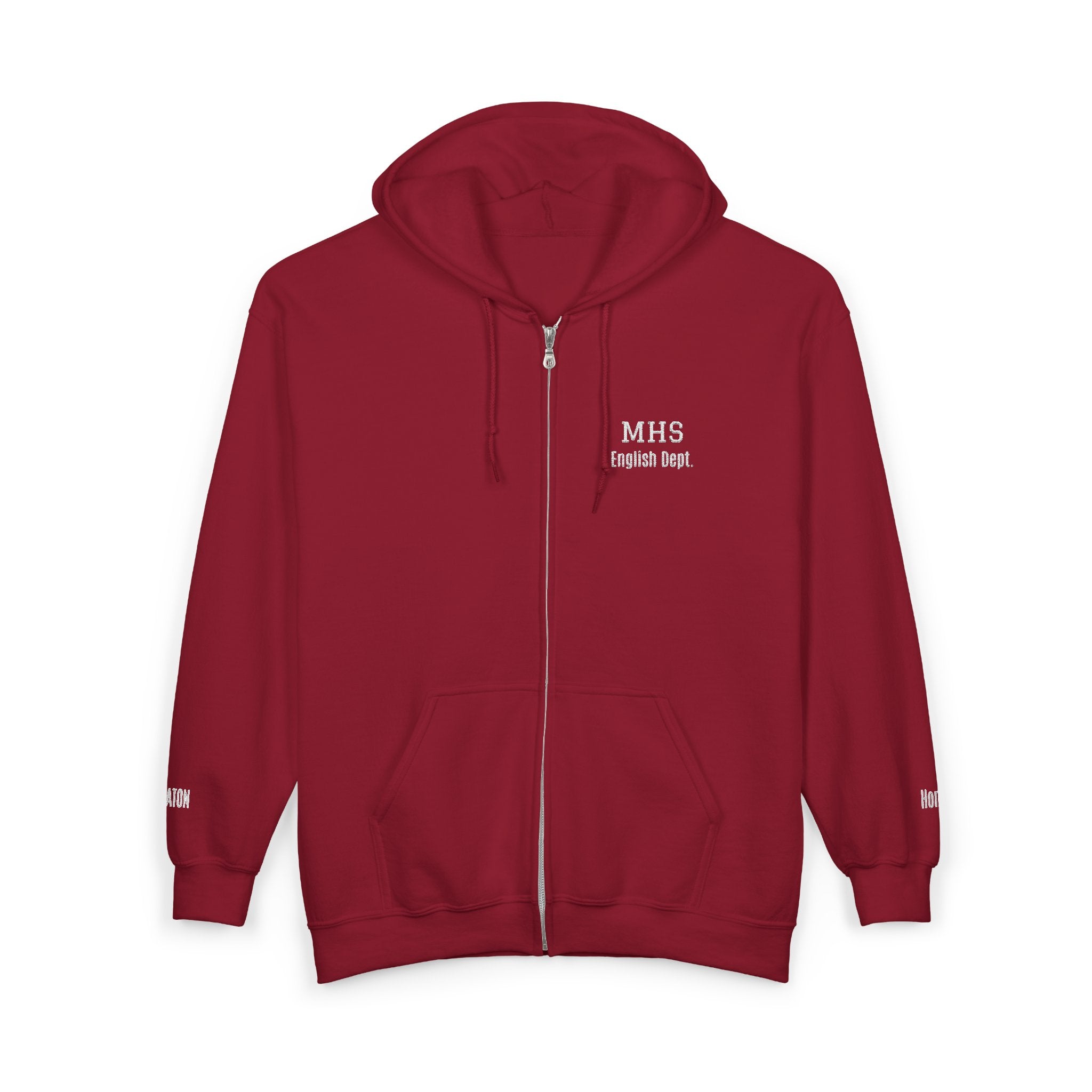 Personalized Unisex Heavy Blend™ Full Zip Hooded Sweatshirt (Add your school name, logo, subject, initials)