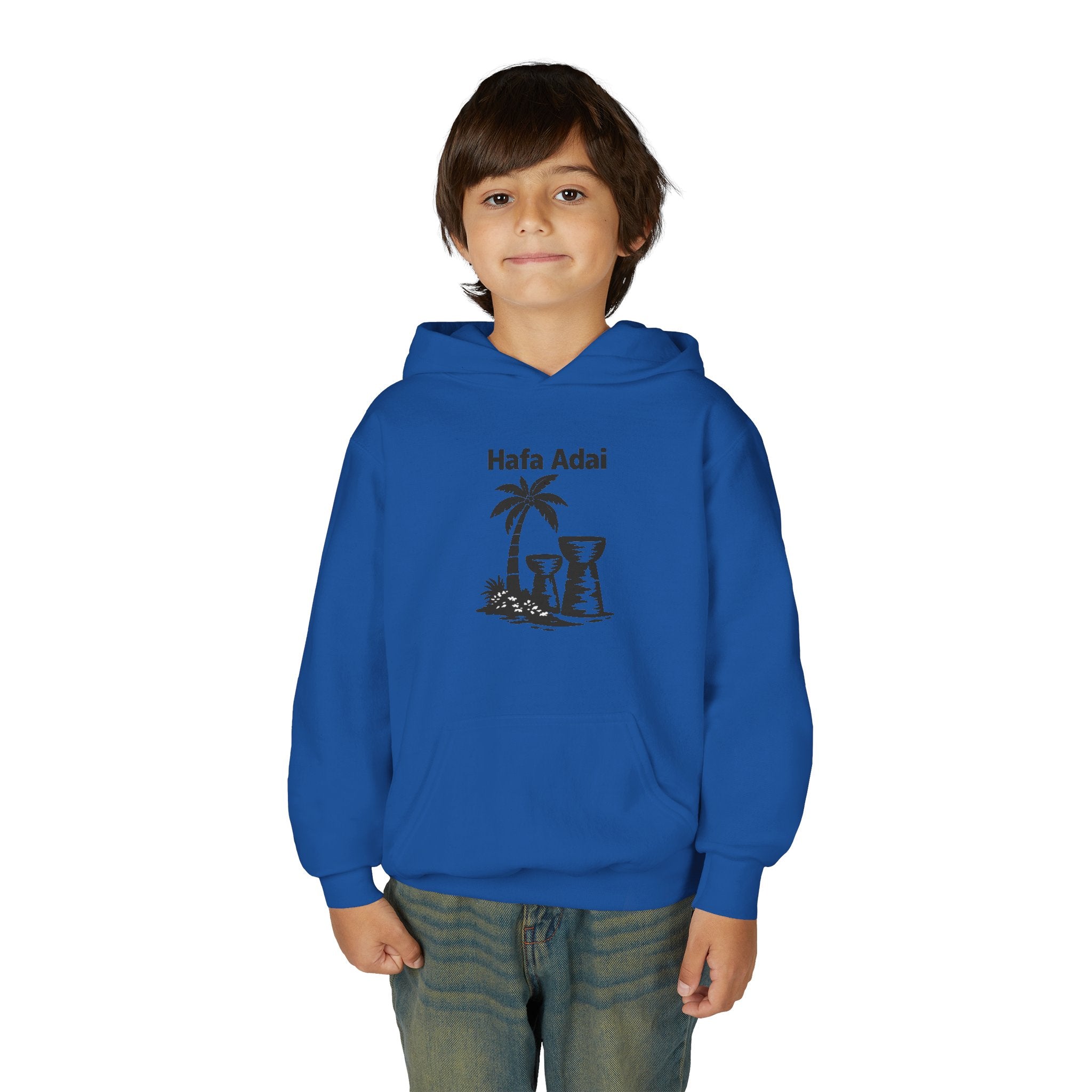 Personalized Hafa Adai Youth Hoodie — Guam Island Palm & Tiki Drum Sweatshirt