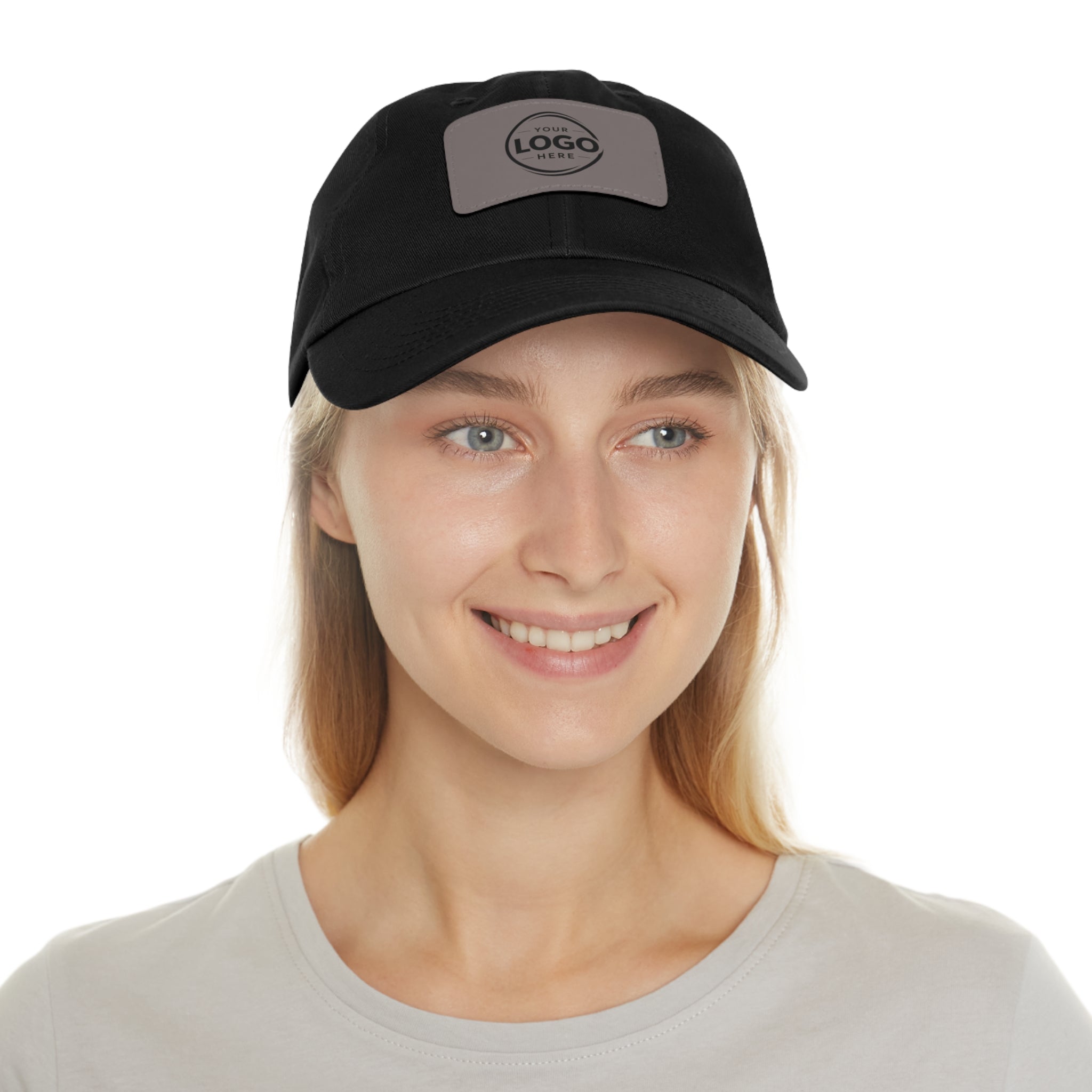 Leather Patch Dad Hat — Custom Logo Rectangular Patch Cap