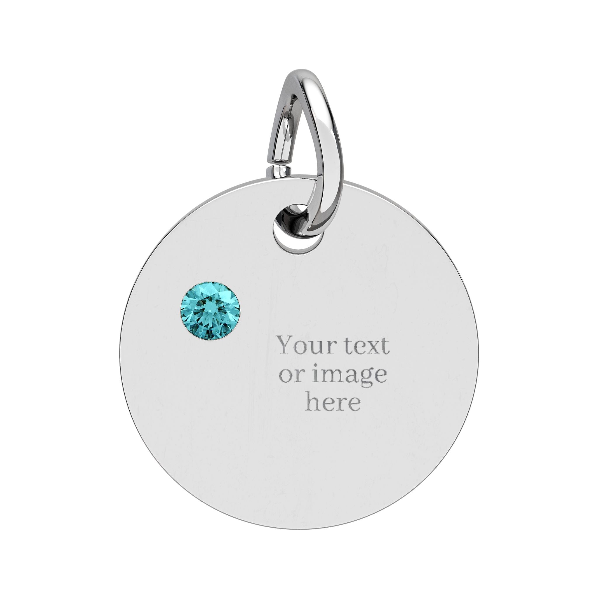 Engravable Birthstone Circle Charm — Personalized Necklace Pendant
