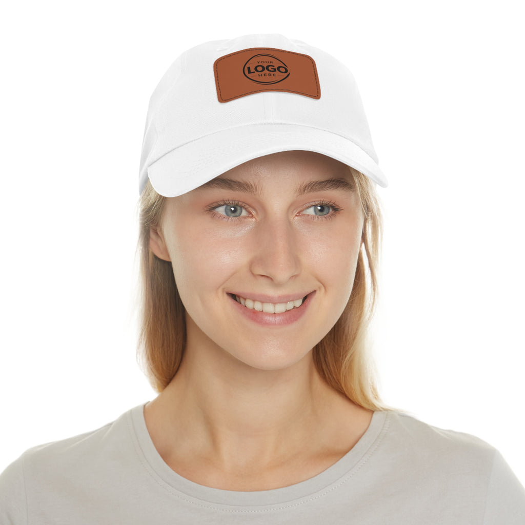 Leather Patch Dad Hat — Custom Logo Rectangular Patch Cap