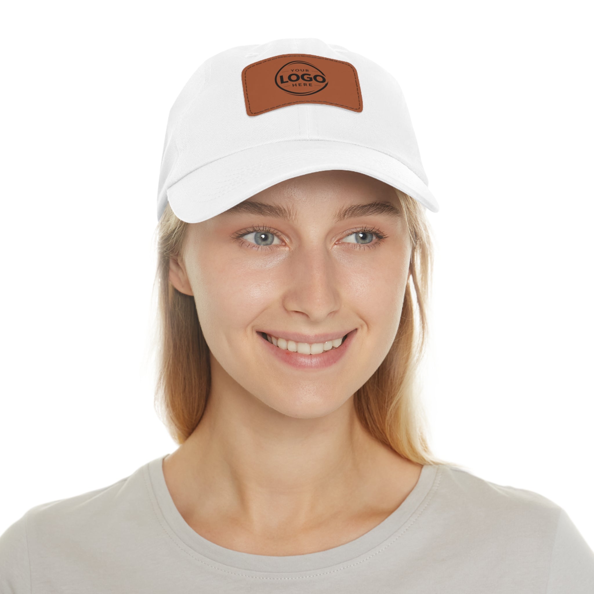 Leather Patch Dad Hat — Custom Logo Rectangular Patch Cap
