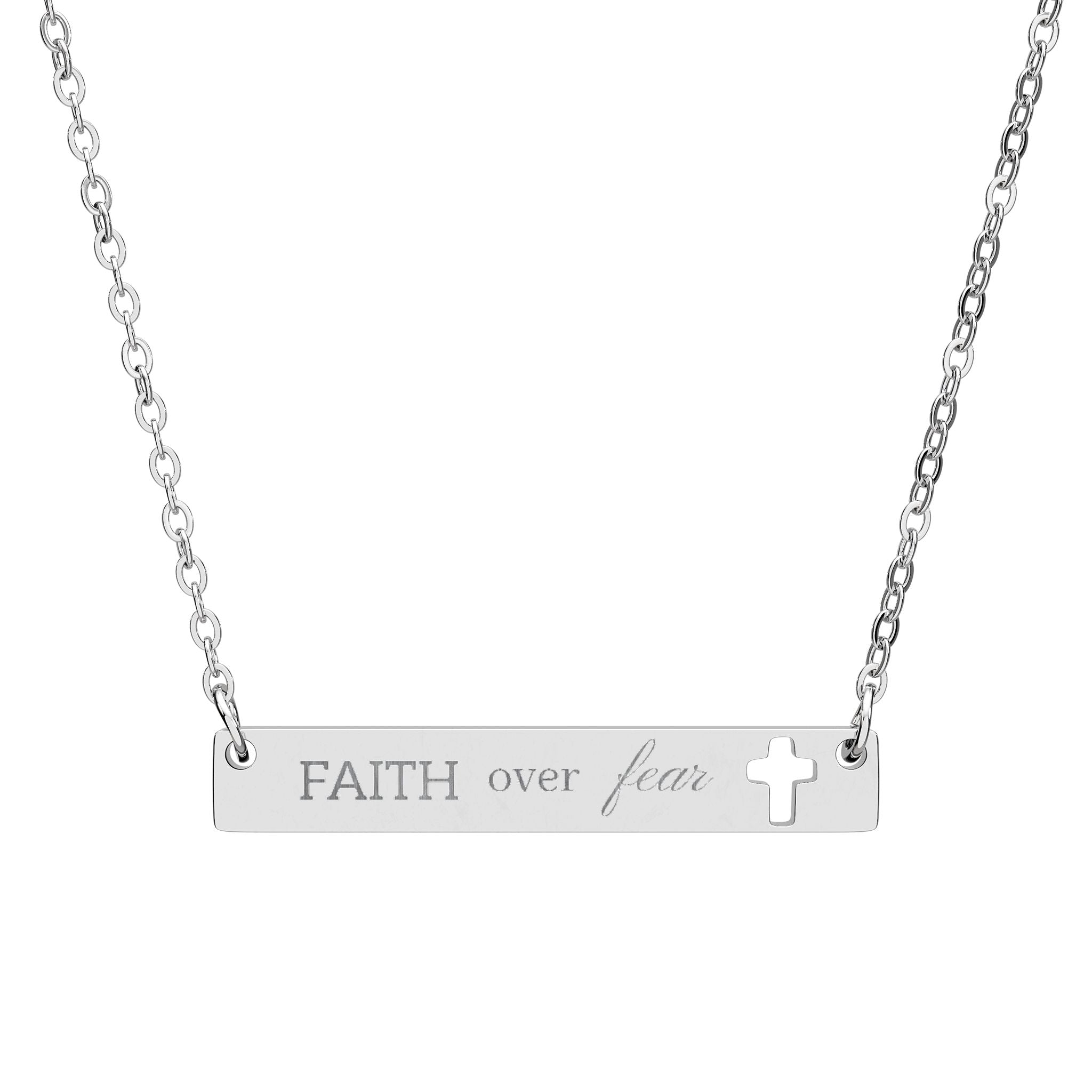 Personalized Cutout Cross Bar Necklace Engravable Pendant (add your text)
