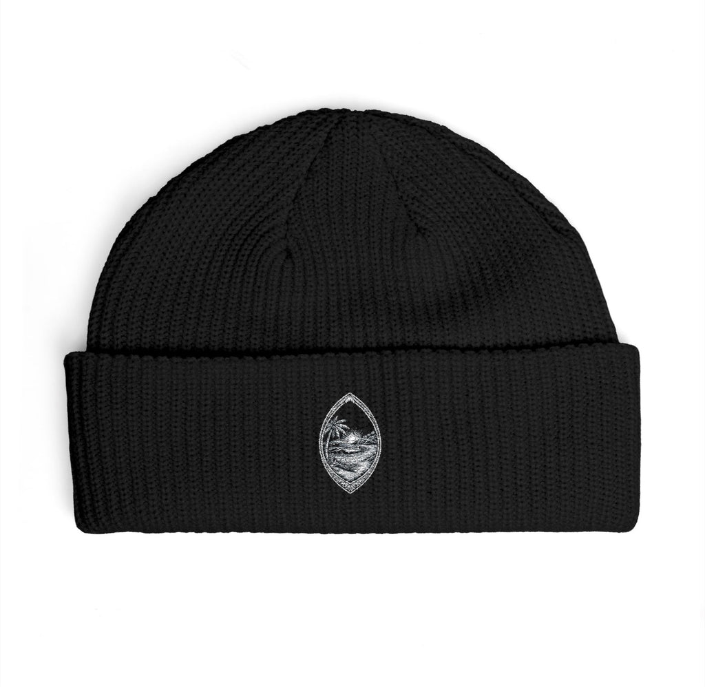 Personalized Palm & Stone Embroidered Mushroom Patch Cuff Beanie | Cozy Nature Knit Hat