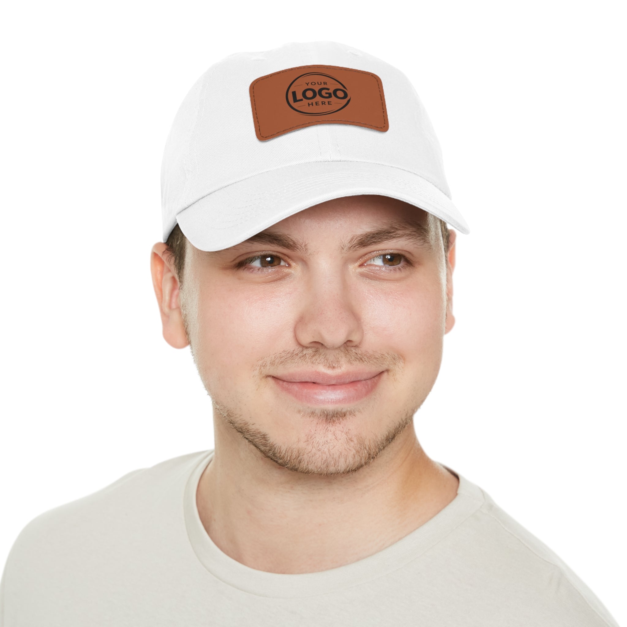Leather Patch Dad Hat — Custom Logo Rectangular Patch Cap