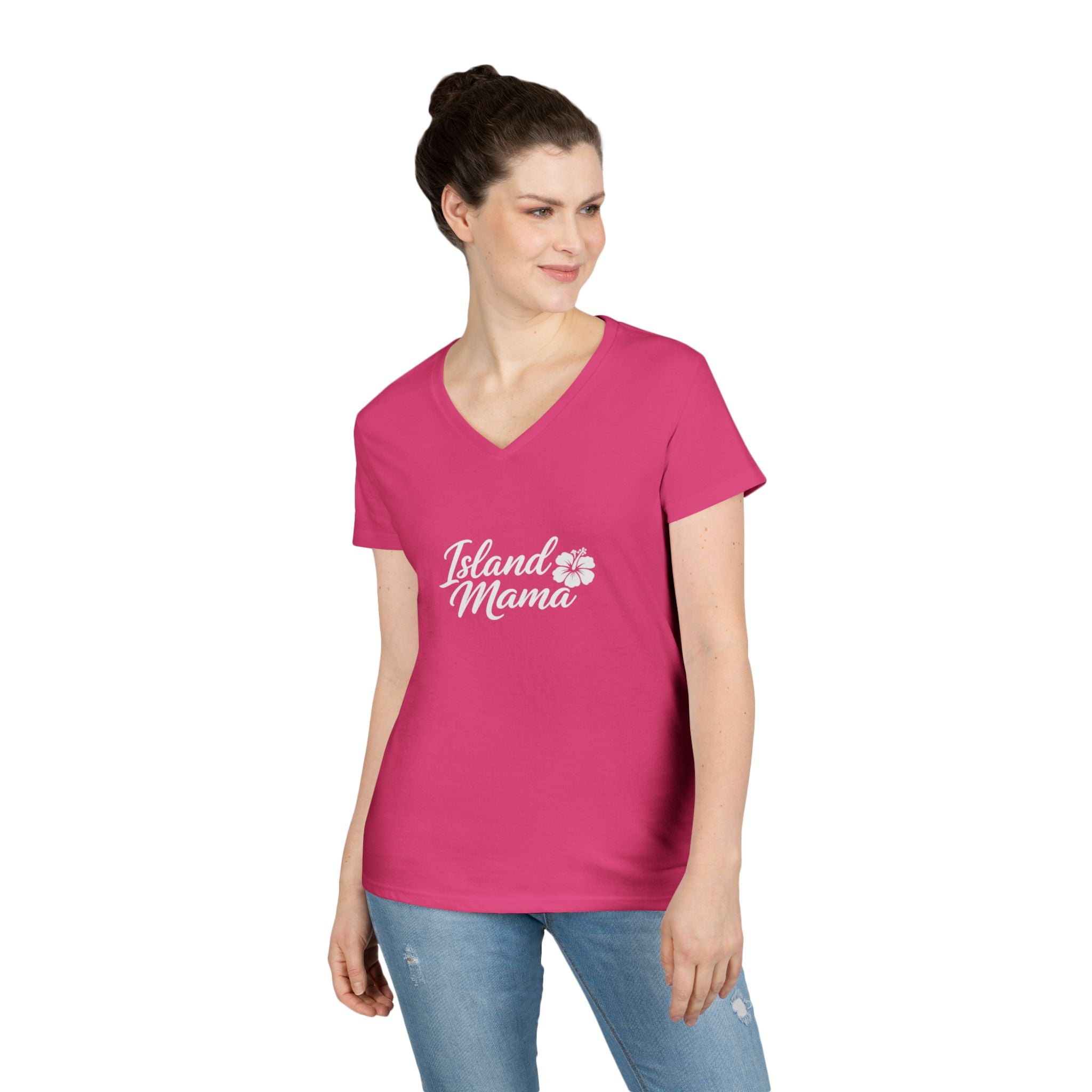 Personalized Island Mama V-Neck T-Shirt