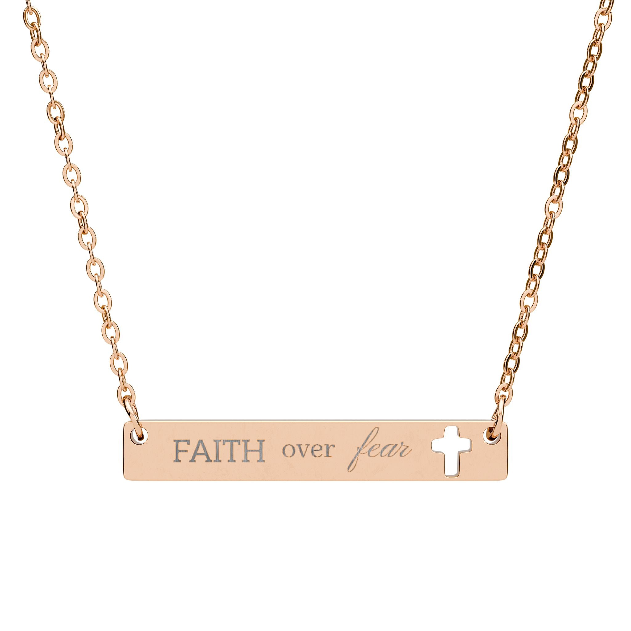 Personalized Cutout Cross Bar Necklace Engravable Pendant (add your text)