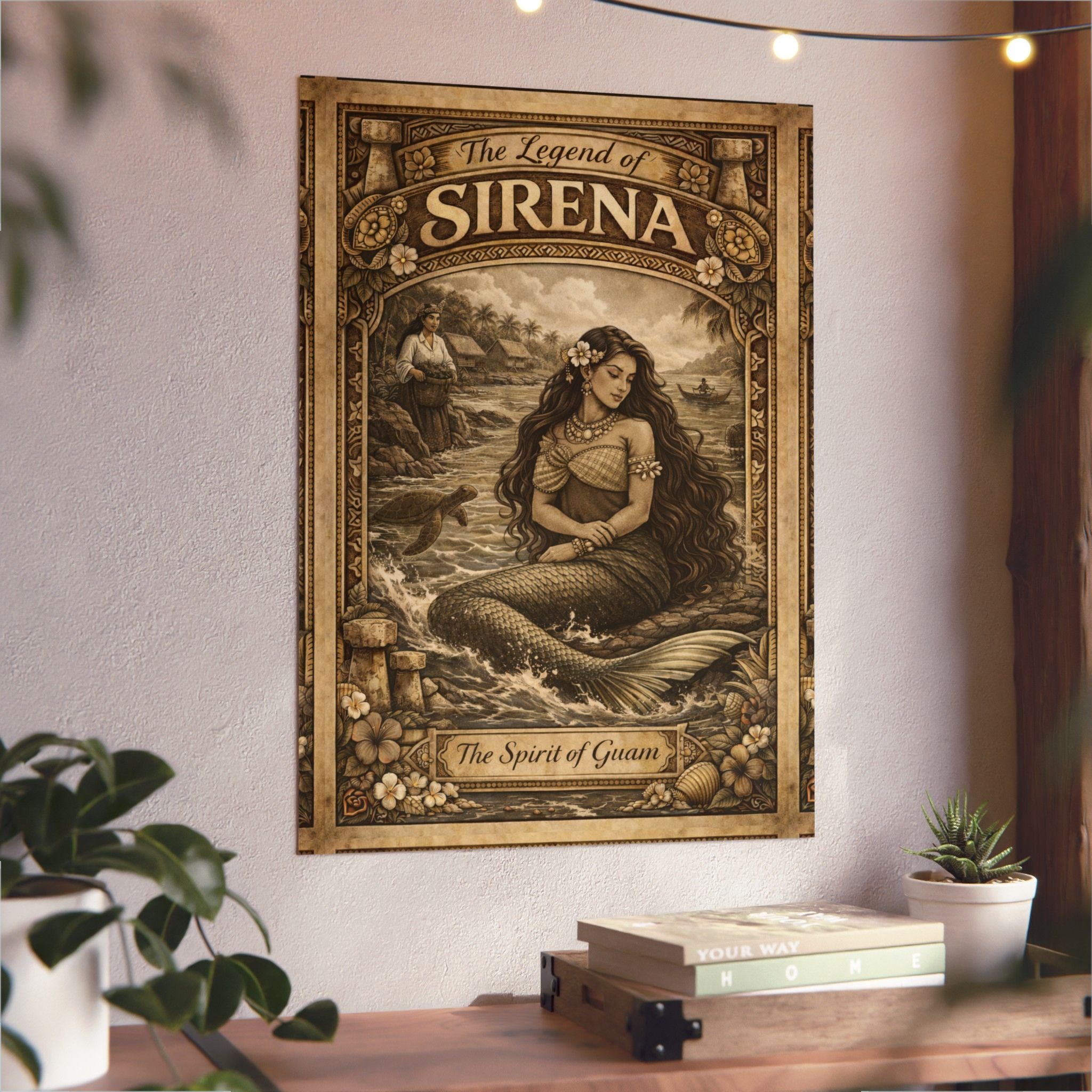 Sirena Mermaid Wall Art Aluminum Panel  Vintage ‘The Legend of Sirena’ Nautical Decor