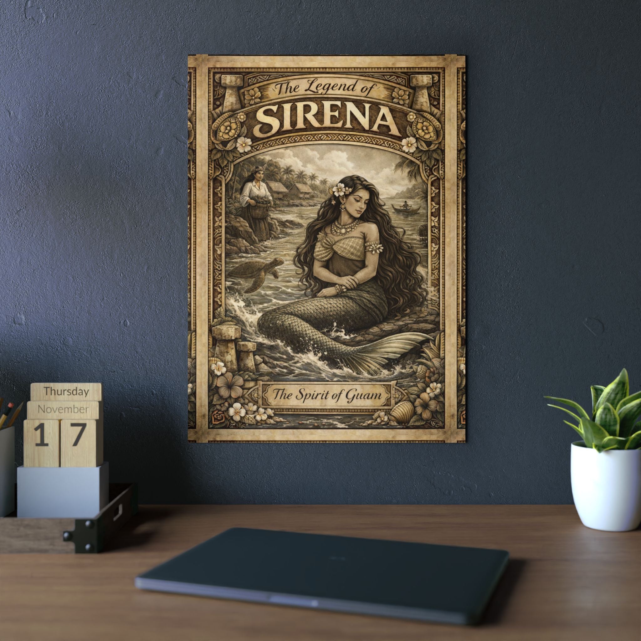 Sirena Mermaid Wall Art Aluminum Panel  Vintage ‘The Legend of Sirena’ Nautical Decor