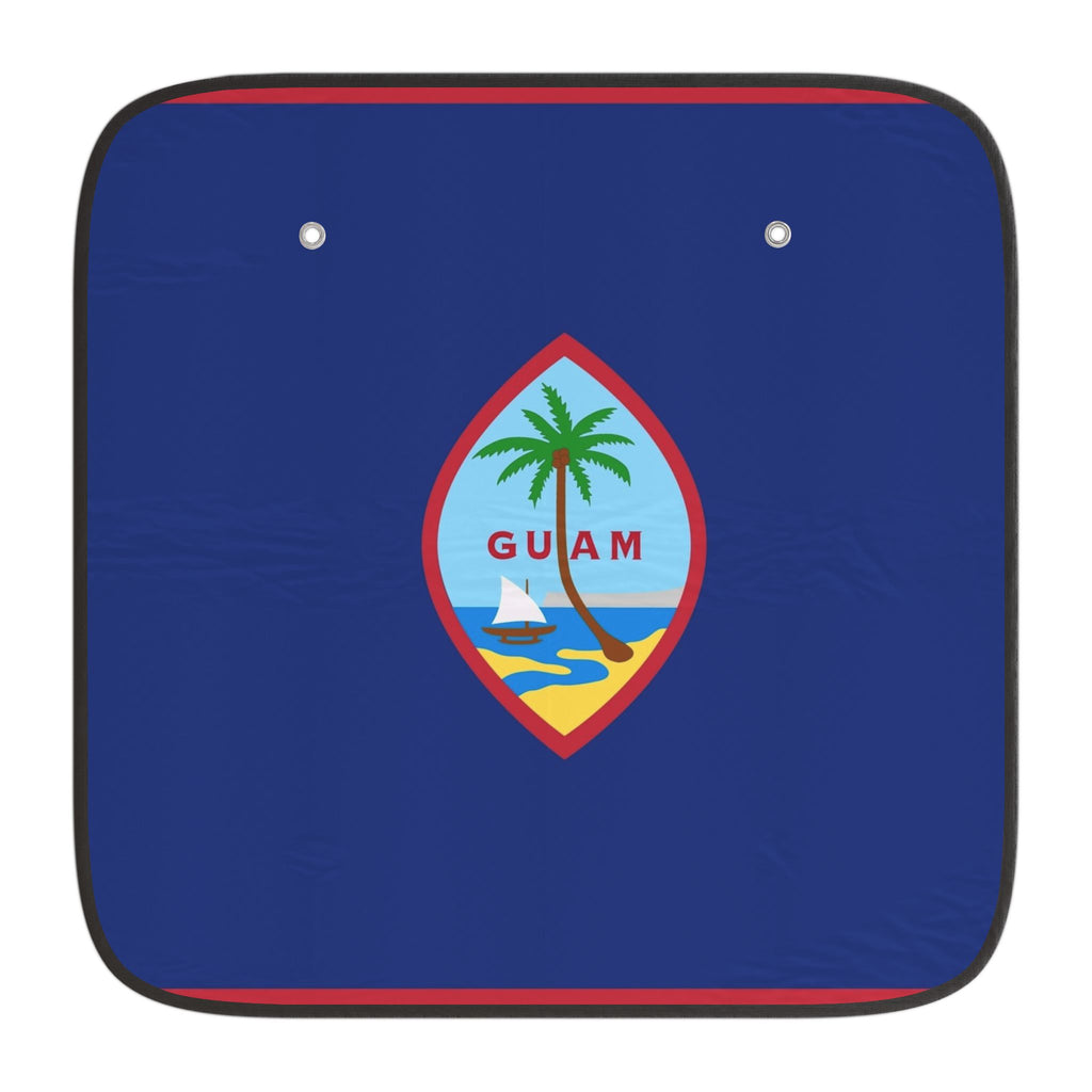 Guam Flag Car Sun Shade | Tropical Palm Windshield Protector