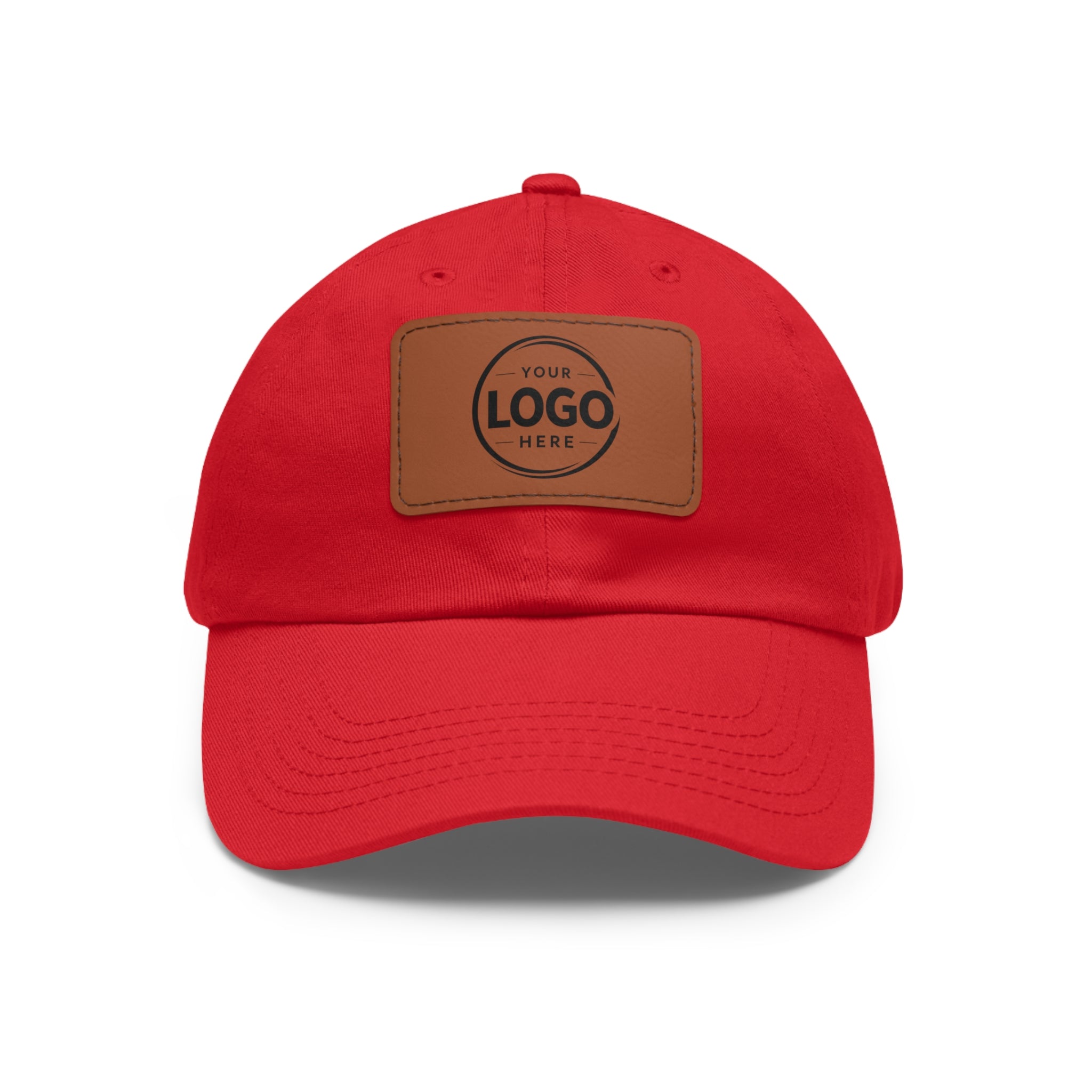 Leather Patch Dad Hat — Custom Logo Rectangular Patch Cap