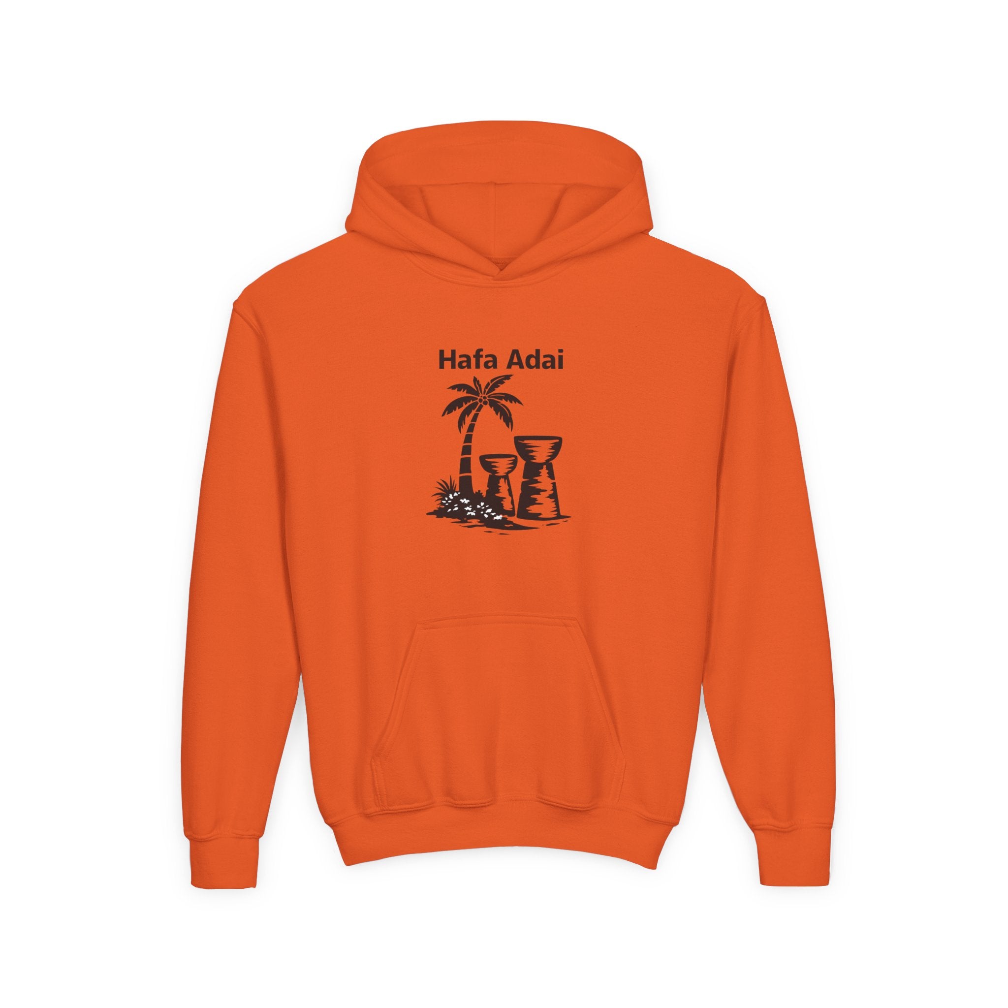 Personalized Hafa Adai Youth Hoodie — Guam Island Palm & Tiki Drum Sweatshirt