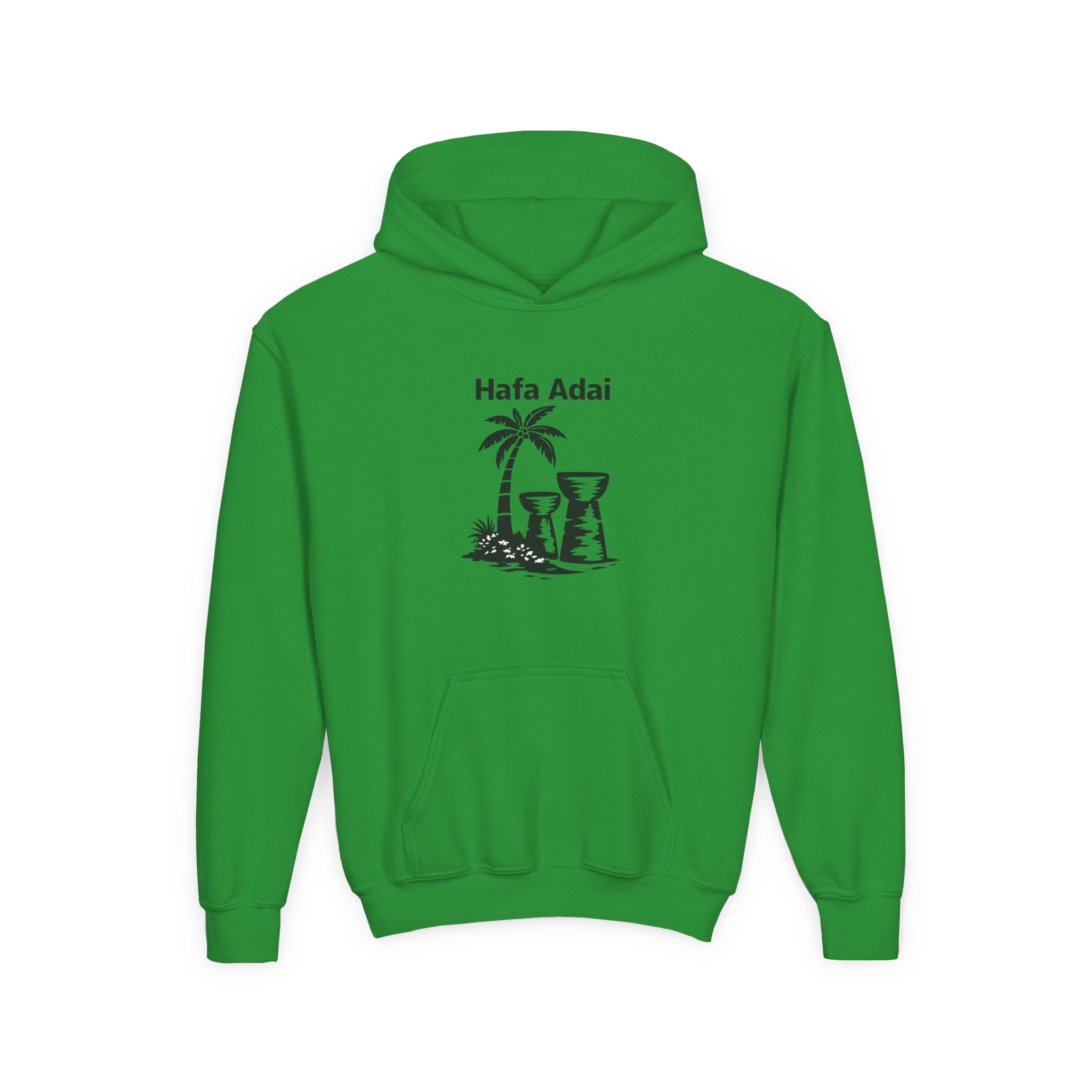 Personalized Hafa Adai Youth Hoodie — Guam Island Palm & Tiki Drum Sweatshirt