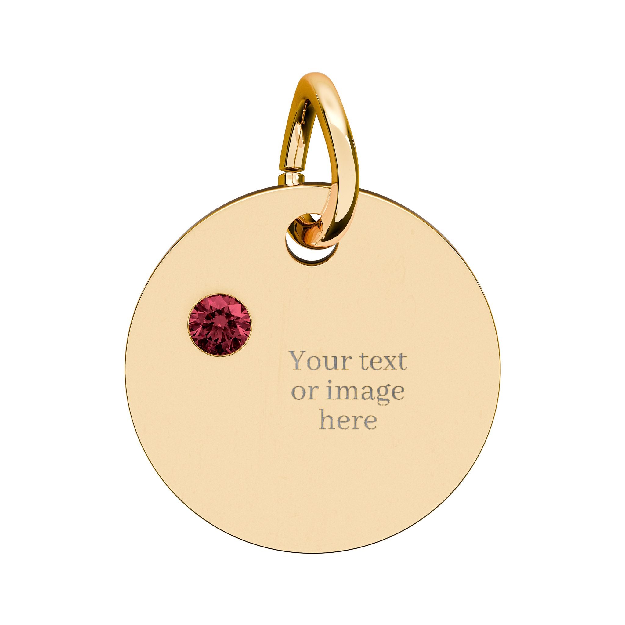 Engravable Birthstone Circle Charm — Personalized Necklace Pendant