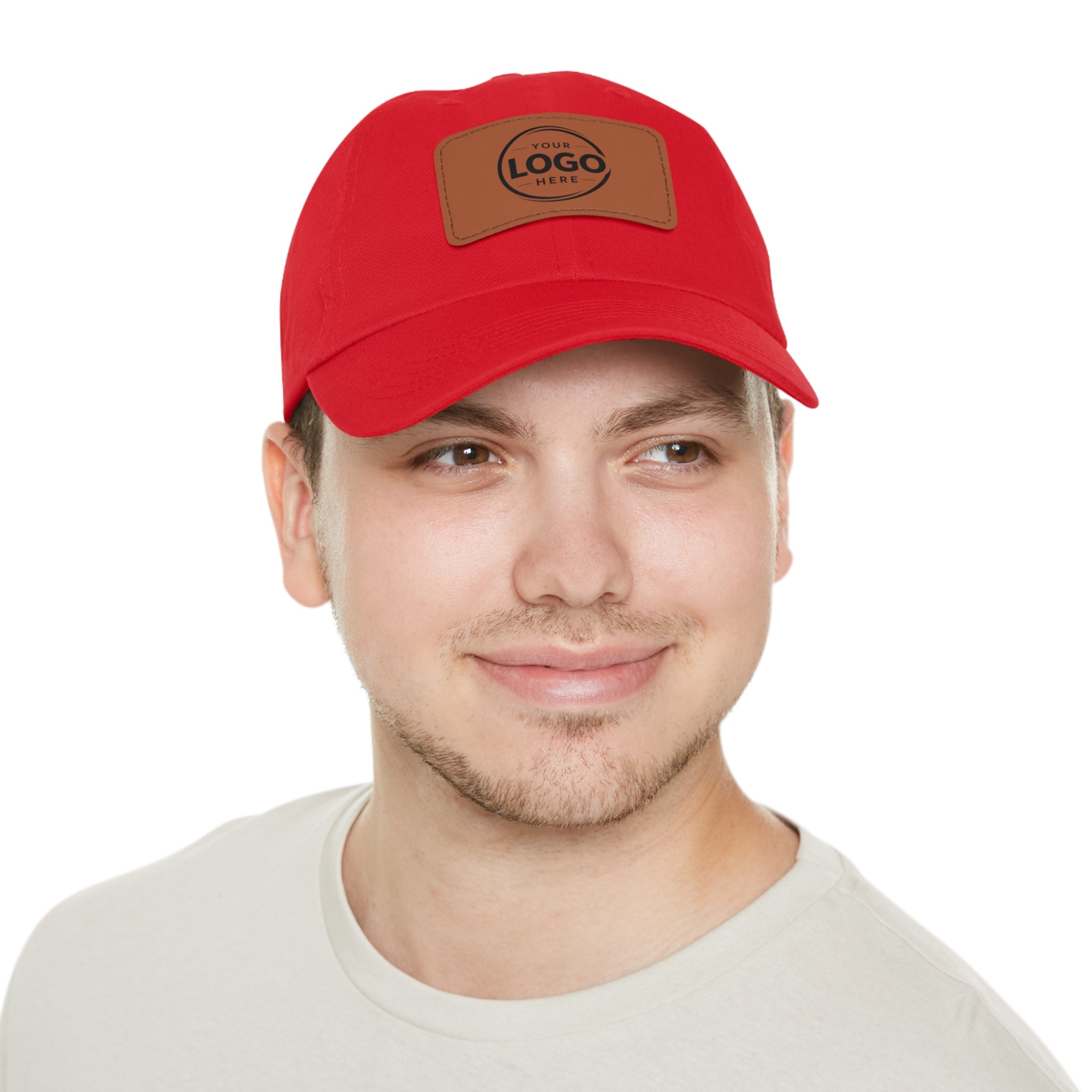 Leather Patch Dad Hat — Custom Logo Rectangular Patch Cap