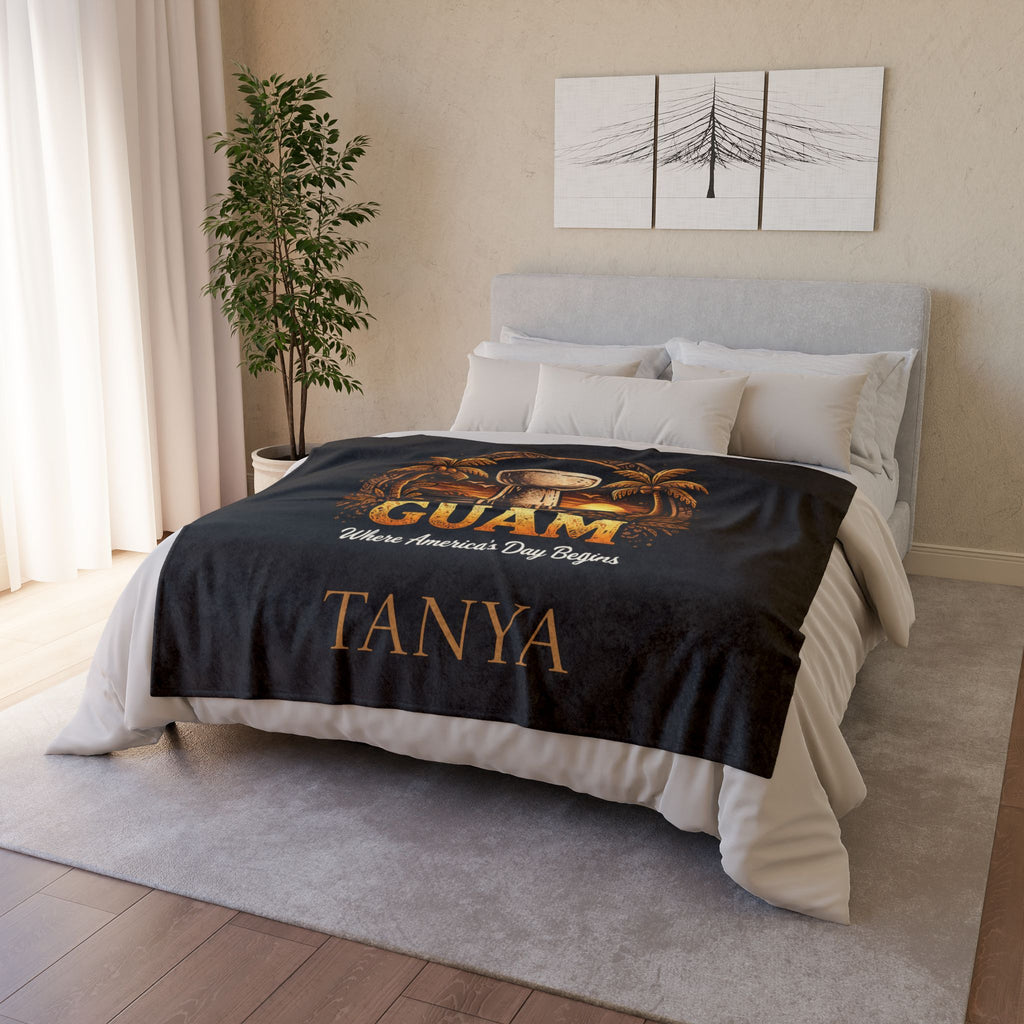 Personalized Guam Plush Blanket | Soft Polyester