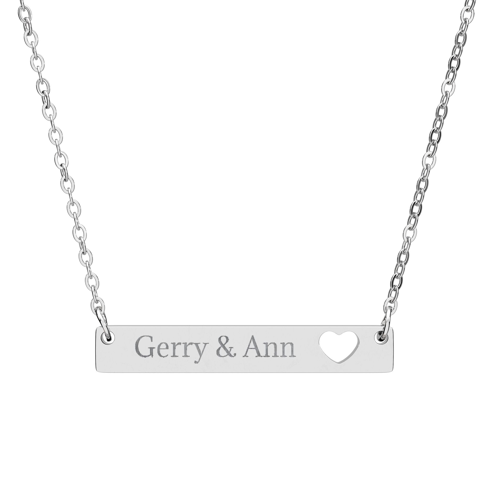 Personalized Cutout Heart Bar Necklace | Engraved Name Bar Pendant