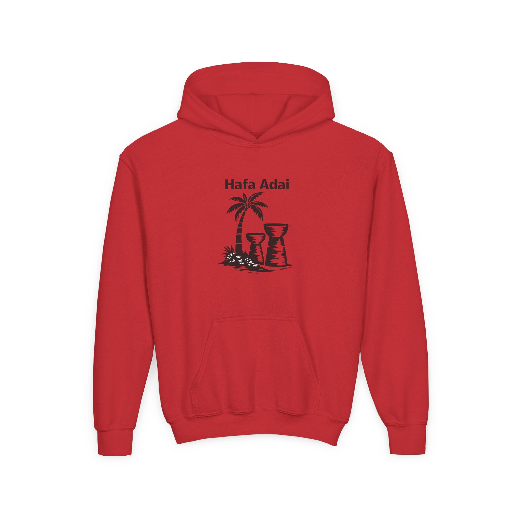 Personalized Hafa Adai Youth Hoodie — Guam Island Palm & Tiki Drum Sweatshirt