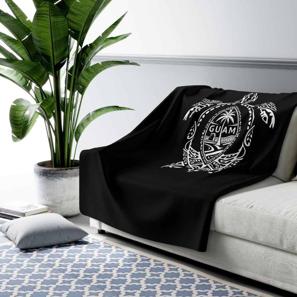 Guam Turtle Sherpa Blanket | Cozy Island-Inspired Fleece Throw | Personalized (Optional)