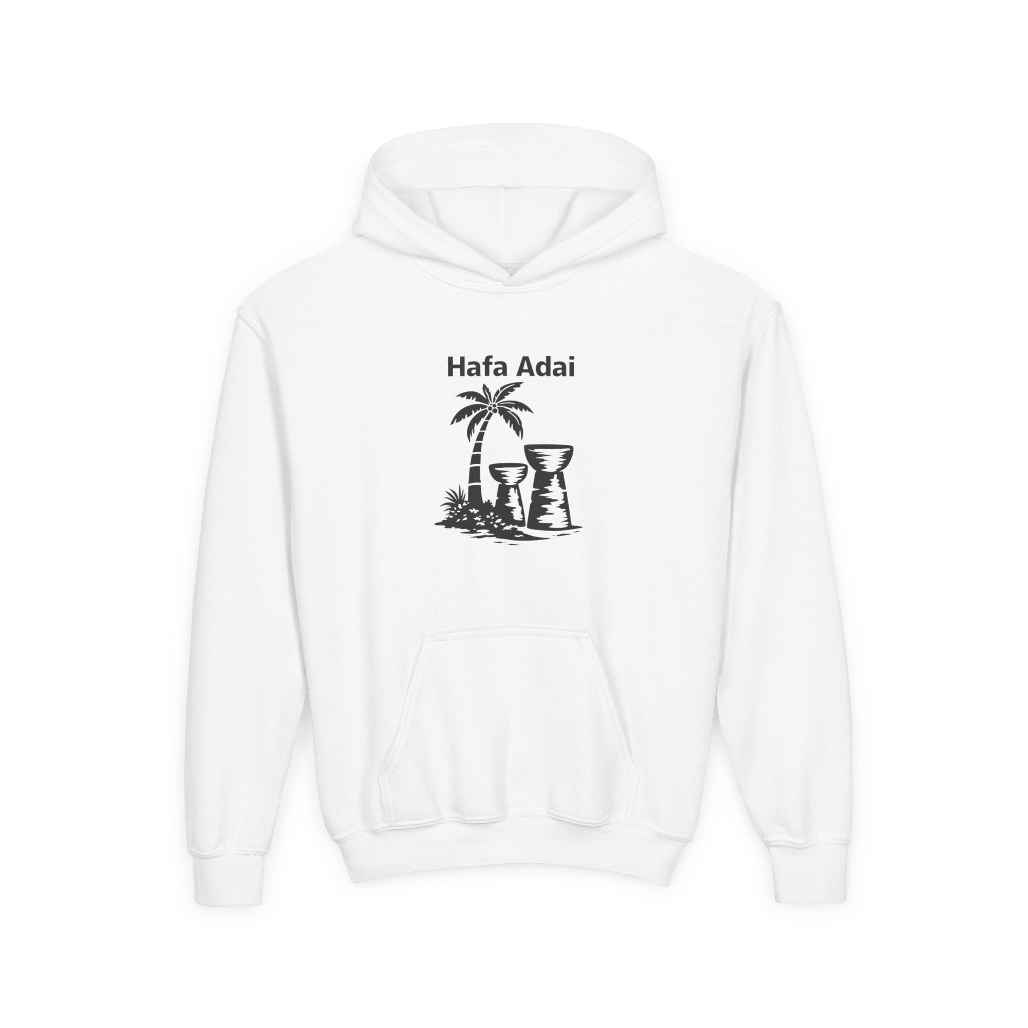 Personalized Hafa Adai Youth Hoodie — Guam Island Palm & Tiki Drum Sweatshirt