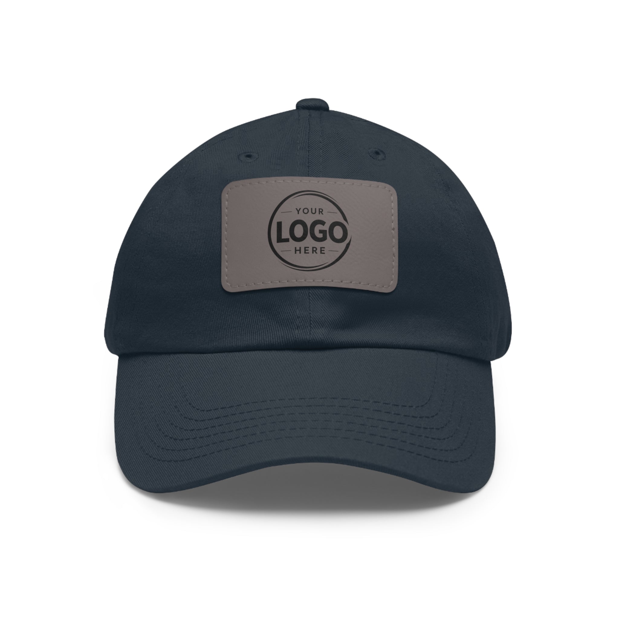 Leather Patch Dad Hat — Custom Logo Rectangular Patch Cap